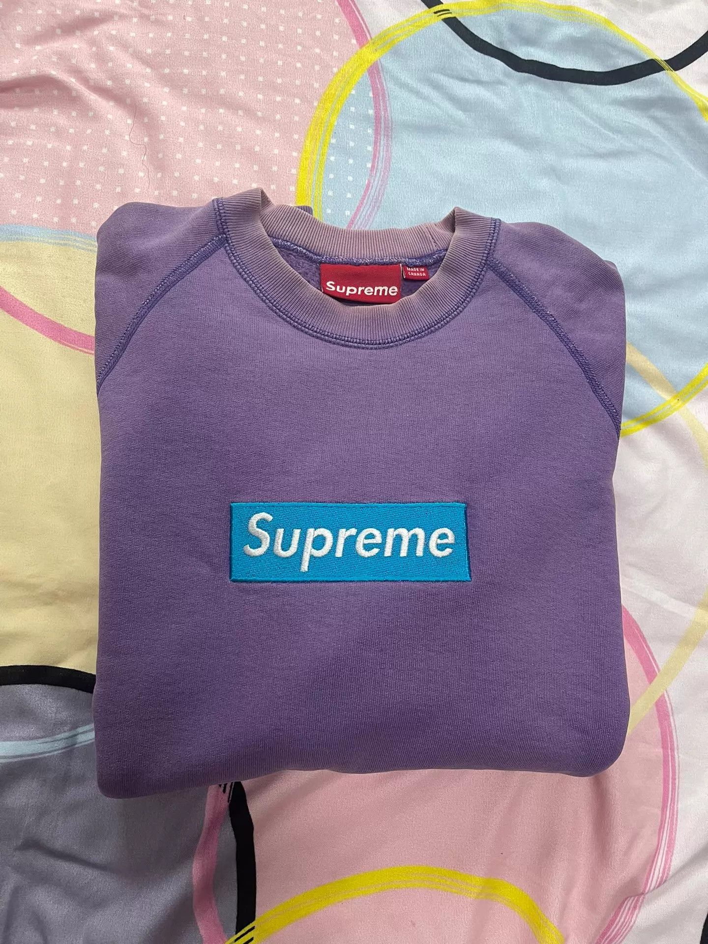 Supreme Supreme 07 Teal on Purple Box Logo Crewneck M OG Excellent Size US M / EU 48-50 / 2 - 1 Thumbnail