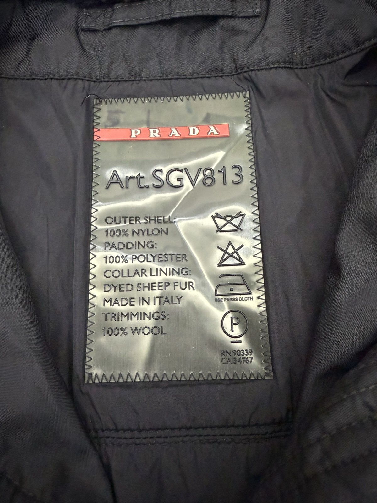 Prada 🔥Archived🔥90s PRADA Padded Dyed Sheep Fur Black Nylon Bomber Size US M / EU 48-50 / 2 - 5 Thumbnail