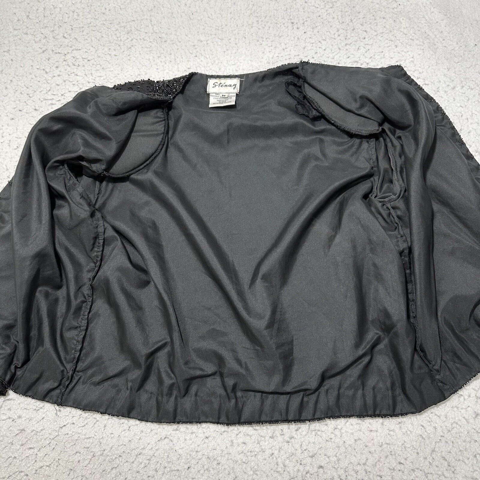Vintage Vintage Stenay Medium Silk Bead Blazer Black Evening Jacket Size M / US 6-8 / IT 42-44 - 11 Thumbnail