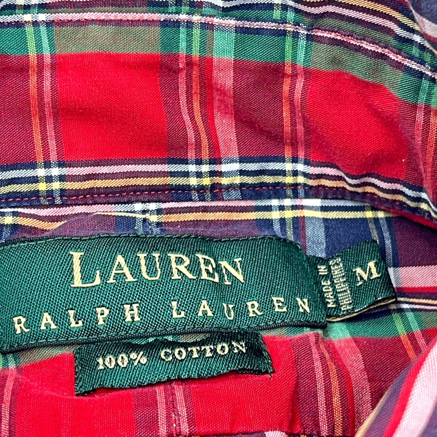 Ralph Lauren VINTAGE Lauren Ralph Lauren Shirt Men M Red Button Up Pocket Tartan Plaid Crest LRL Size US M / EU 48-50 / 2 - 5 Thumbnail