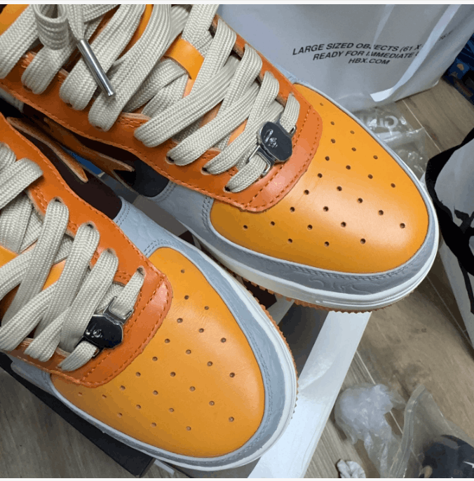 Bape A Bathing Ape Bapesta Low Orange Grey Sneakers Size US 11 / EU 44 - 6 Thumbnail