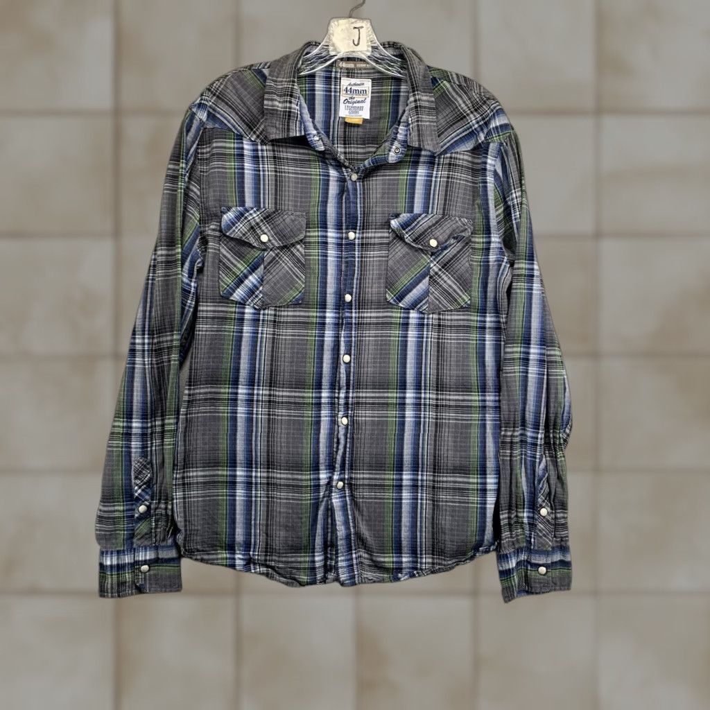 Vintage VINTAGE 44mm Legendary Work Wear Western Shirt Men Large Plaid Cotton Pearl Snap Cowboy Casual Formal Size US L / EU 52-54 / 3 - 1 Thumbnail