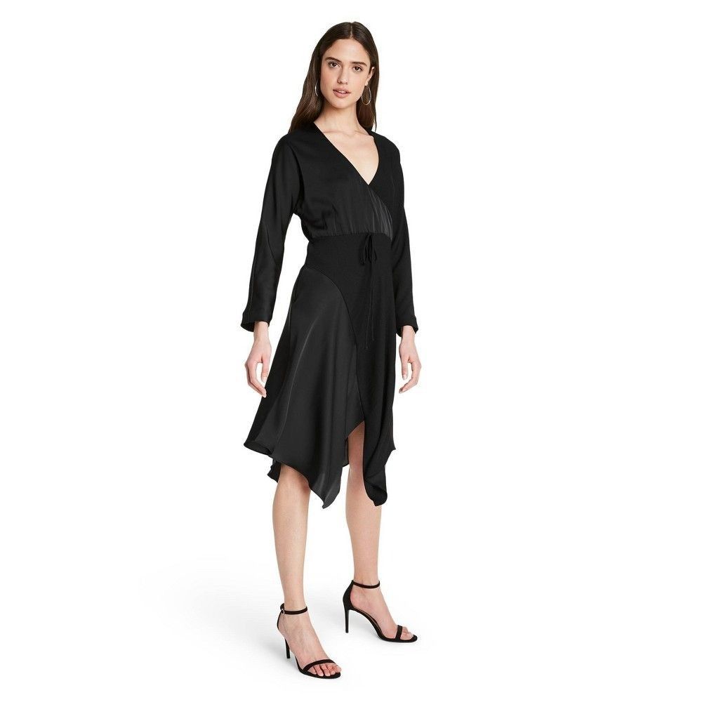 Other Cushnie Black Long Sleeve Asymmetric Midi Dress With Tags Size S / US 4 / IT 40 - 1 Thumbnail