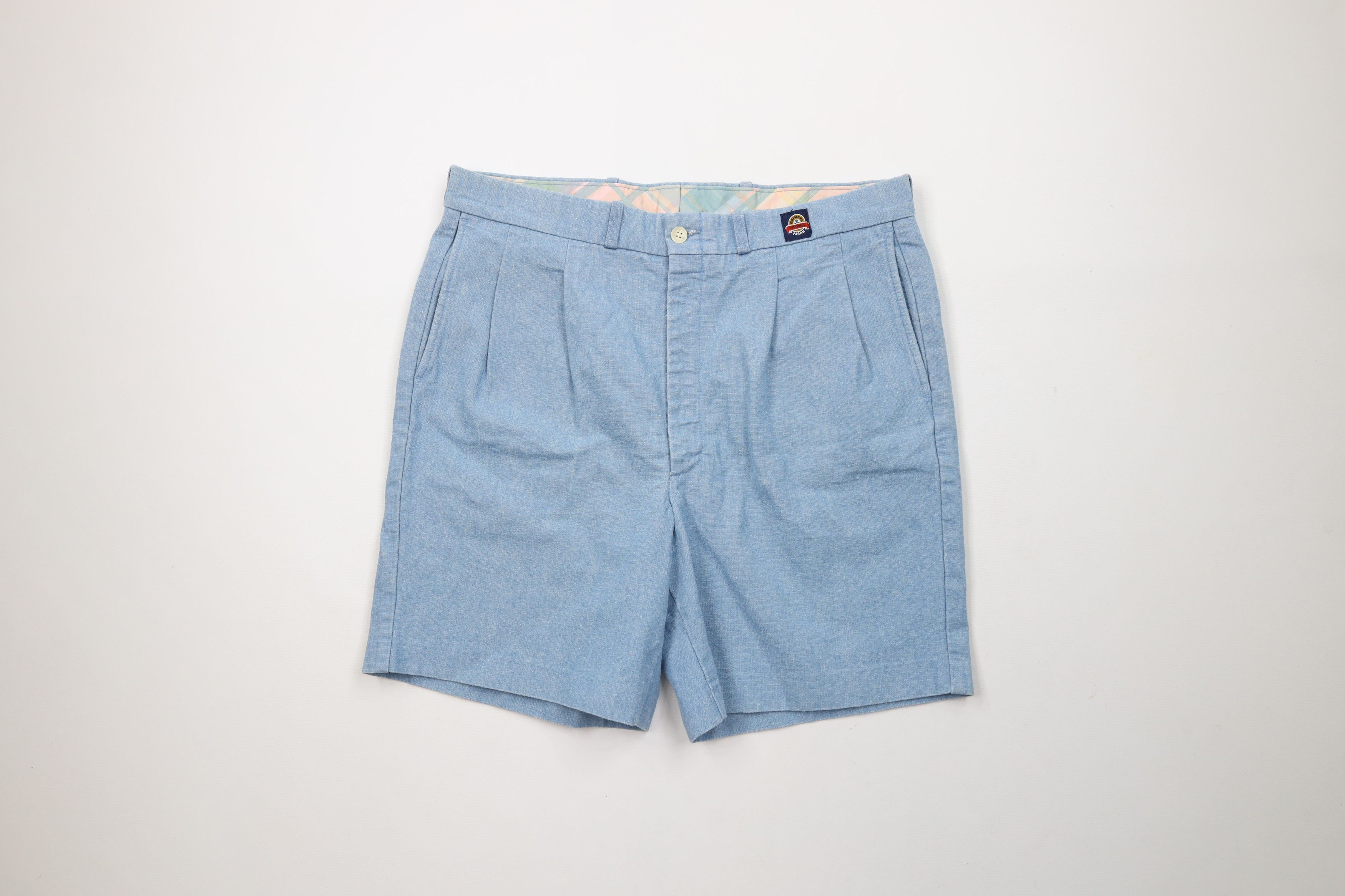 Vintage Vintage 70s Streetwear Chambray Denim Above Knee Shorts Size US 34 / EU 50 - 1 Thumbnail