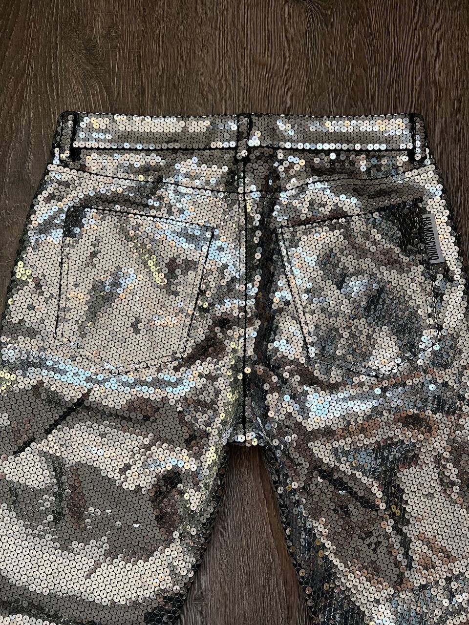 Japanese Brand × Jeremy Scott × Moschino Moschino H&M Jeremy Scott sequined denim silver pants Size US 33 - 8 Thumbnail