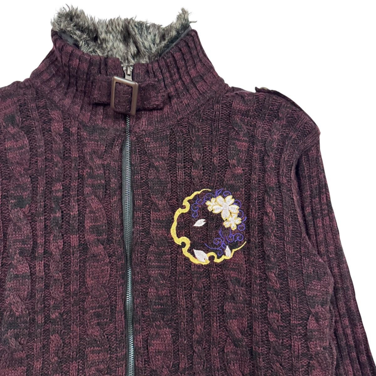 Japanese Brand Vtg🔥Japanese Brand Cable Knit Zipper Inner Fur Sweater Size US L / EU 52-54 / 3 - 9 Thumbnail