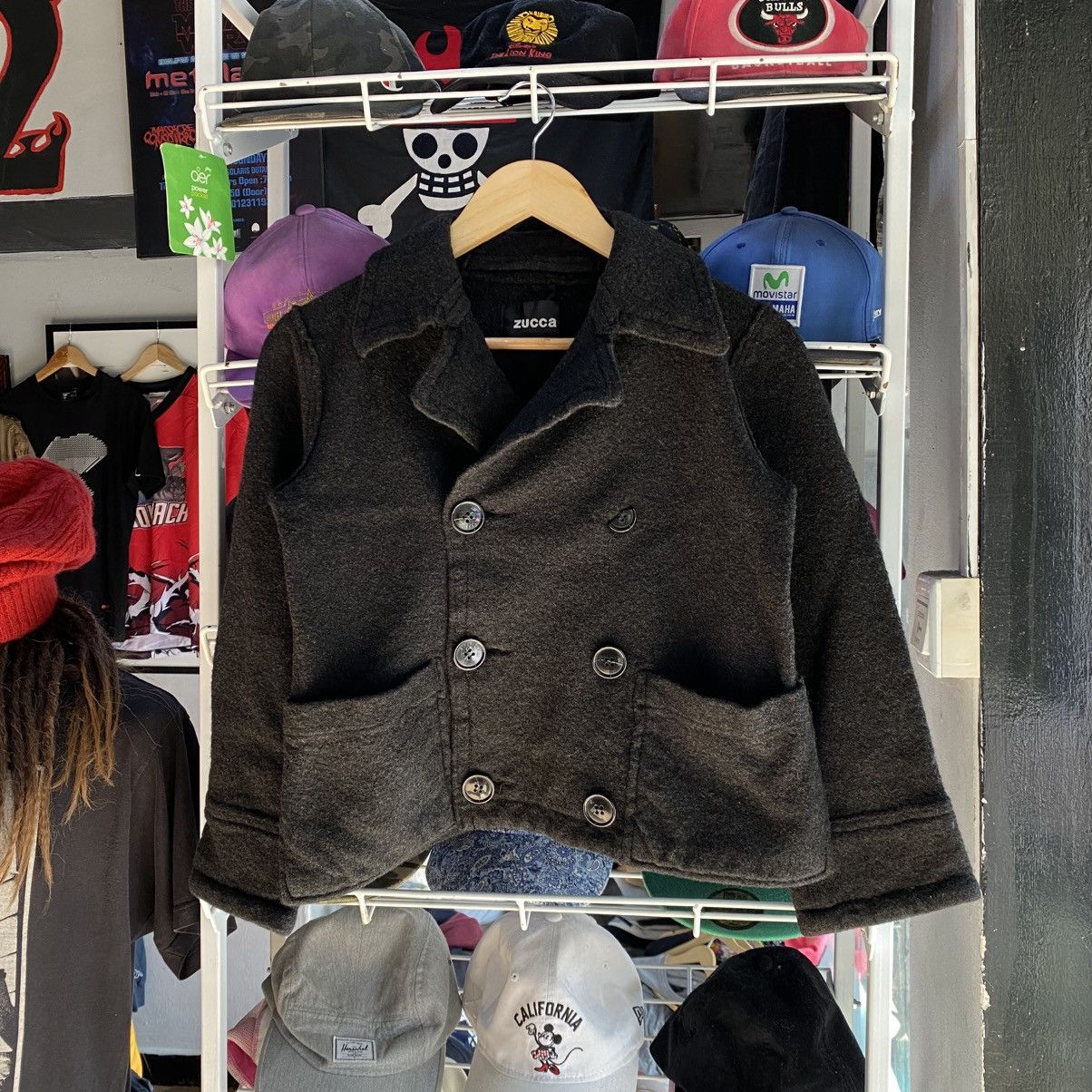 CABANE de ZUCCa × Issey Miyake × Japanese Brand Issey Miyake Cabane De ZUCCA Issey Wool Pea Coat Womens Size S / US 4 / IT 40 - 1 Thumbnail