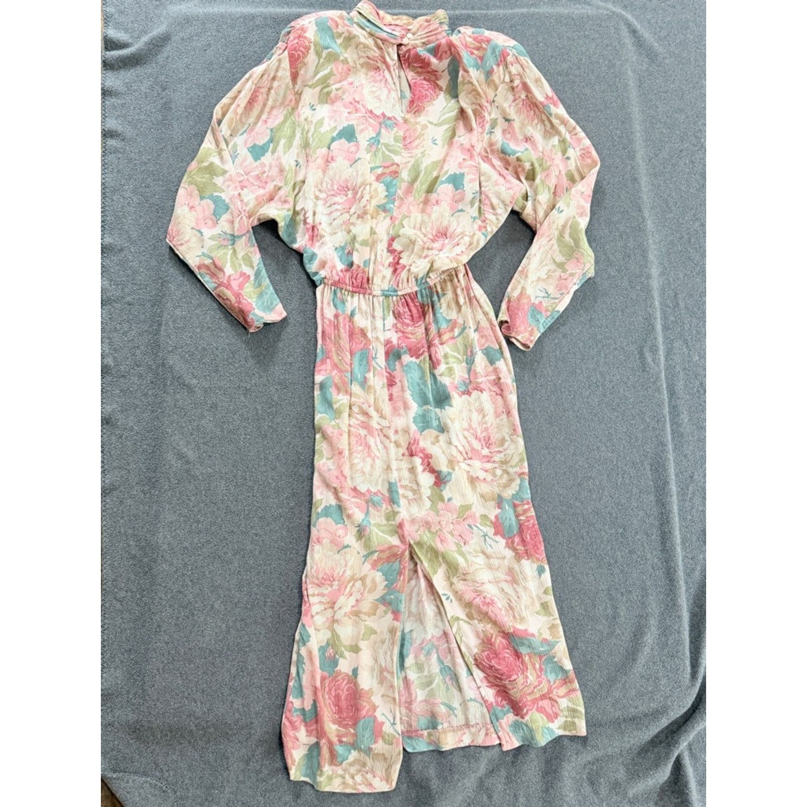 Other Vintage Floral Midi Dress bold print high neck mock Size S / US 4 / IT 40 - 6 Thumbnail