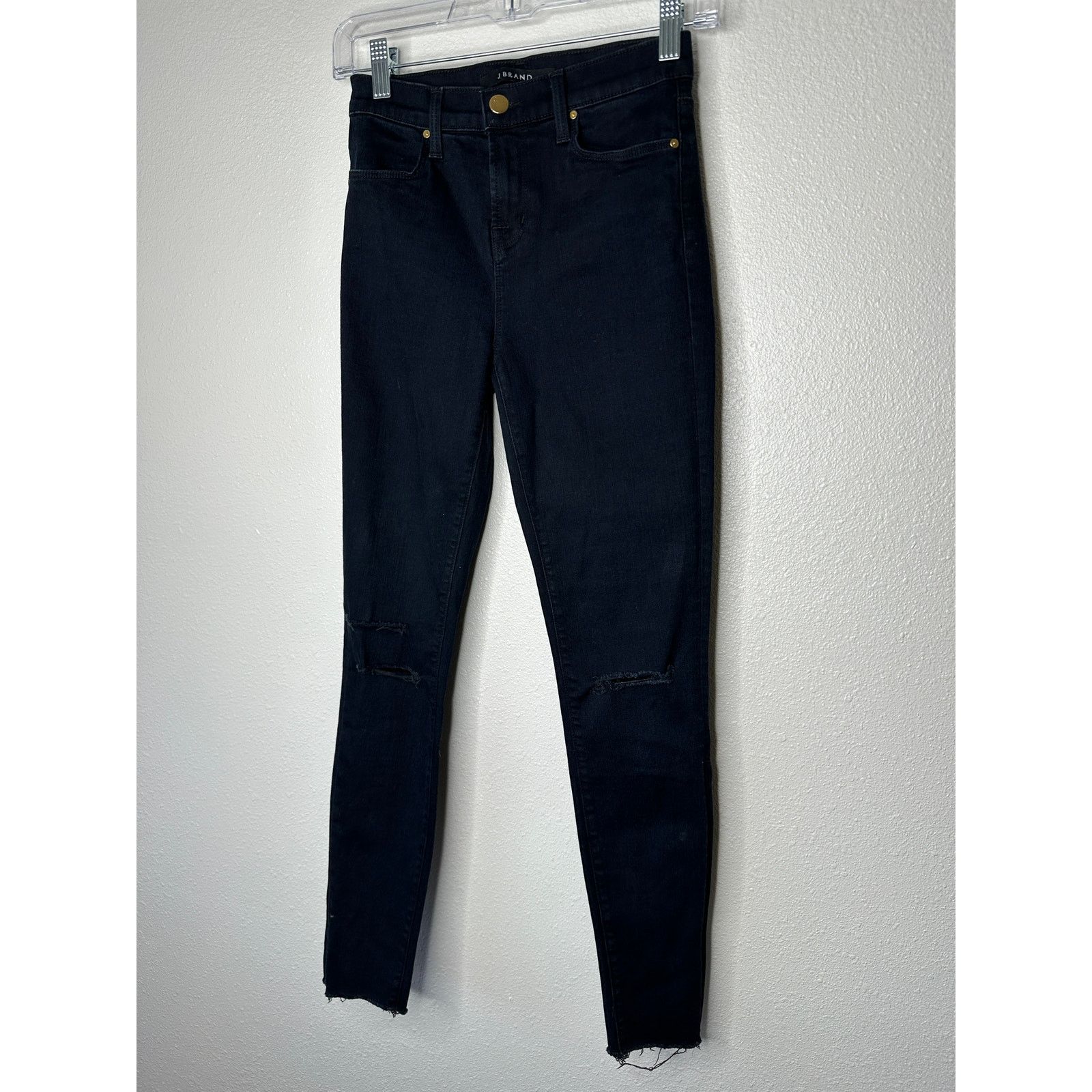 J Brand J Brand Alana Blue Mercy Distressed Knee Raw Hem Jeans 24 Size 24" / US 00 / IT 34 - 3 Thumbnail