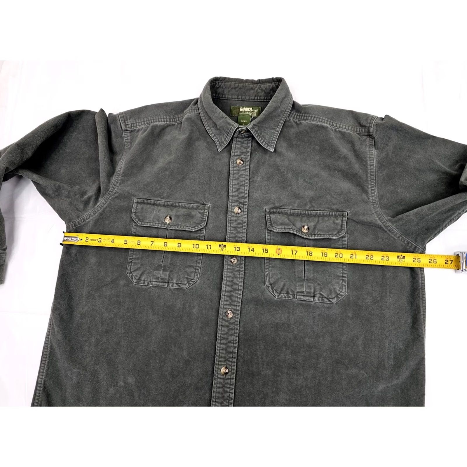 Olive Gander Mountain Shirt Men L Olive Green Heavyweight Chamois Flannel Button-Up Cotton 100% Size US L / EU 52-54 / 3 - 6 Thumbnail