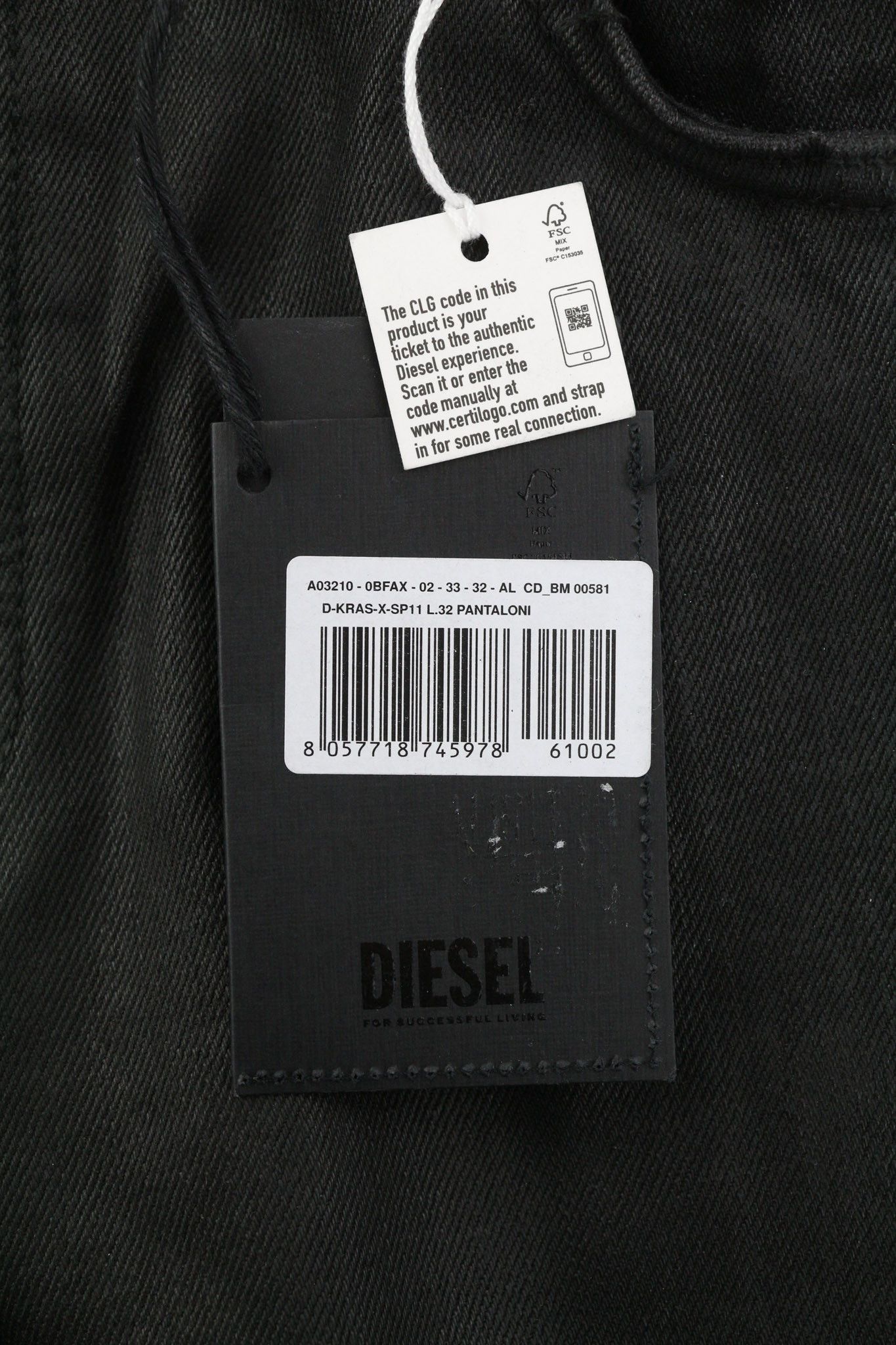 Diesel D-KRAS 0BFAX W33/L32 Black Slim Denim 40448 Size US 33 - 9 Thumbnail