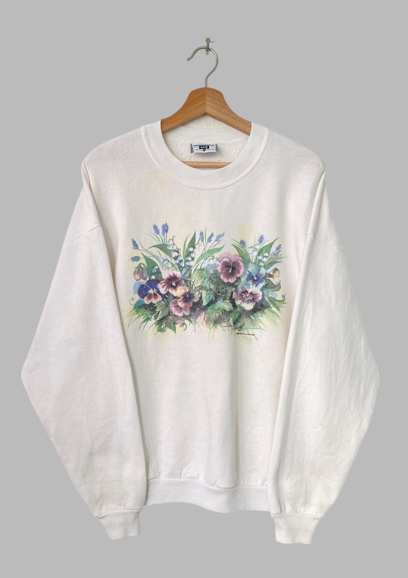 Lee × Vintage Vintage 90's Lee Sweatshirt Flower Art Printed XL Size Size US XL / EU 56 / 4 - 1 Thumbnail