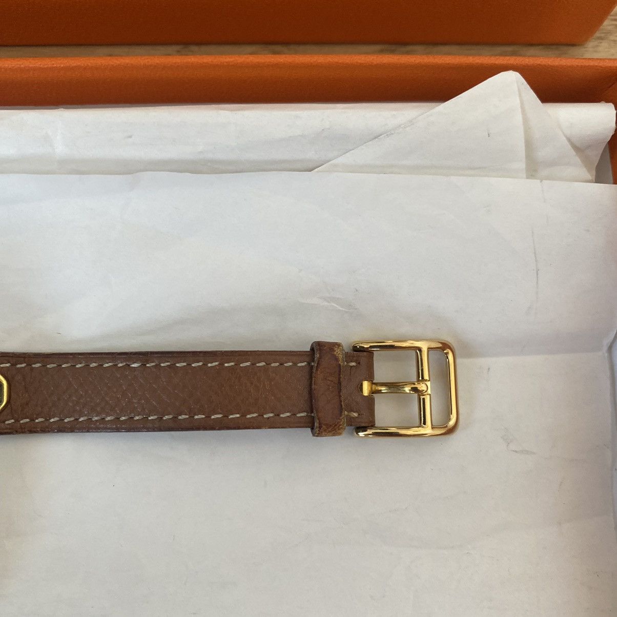 Hermes Hermes Kelly Watch Gold Brown Leather Bracelet Paris Vintage Size ONE SIZE - 5 Thumbnail