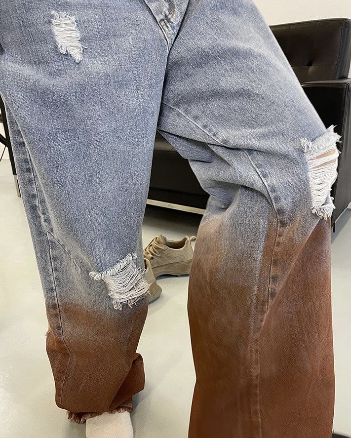 Japanese Brand × Vintage Avant garde dyed distressed loose baggy jeans pants Size US 30 / EU 46 - 6 Thumbnail