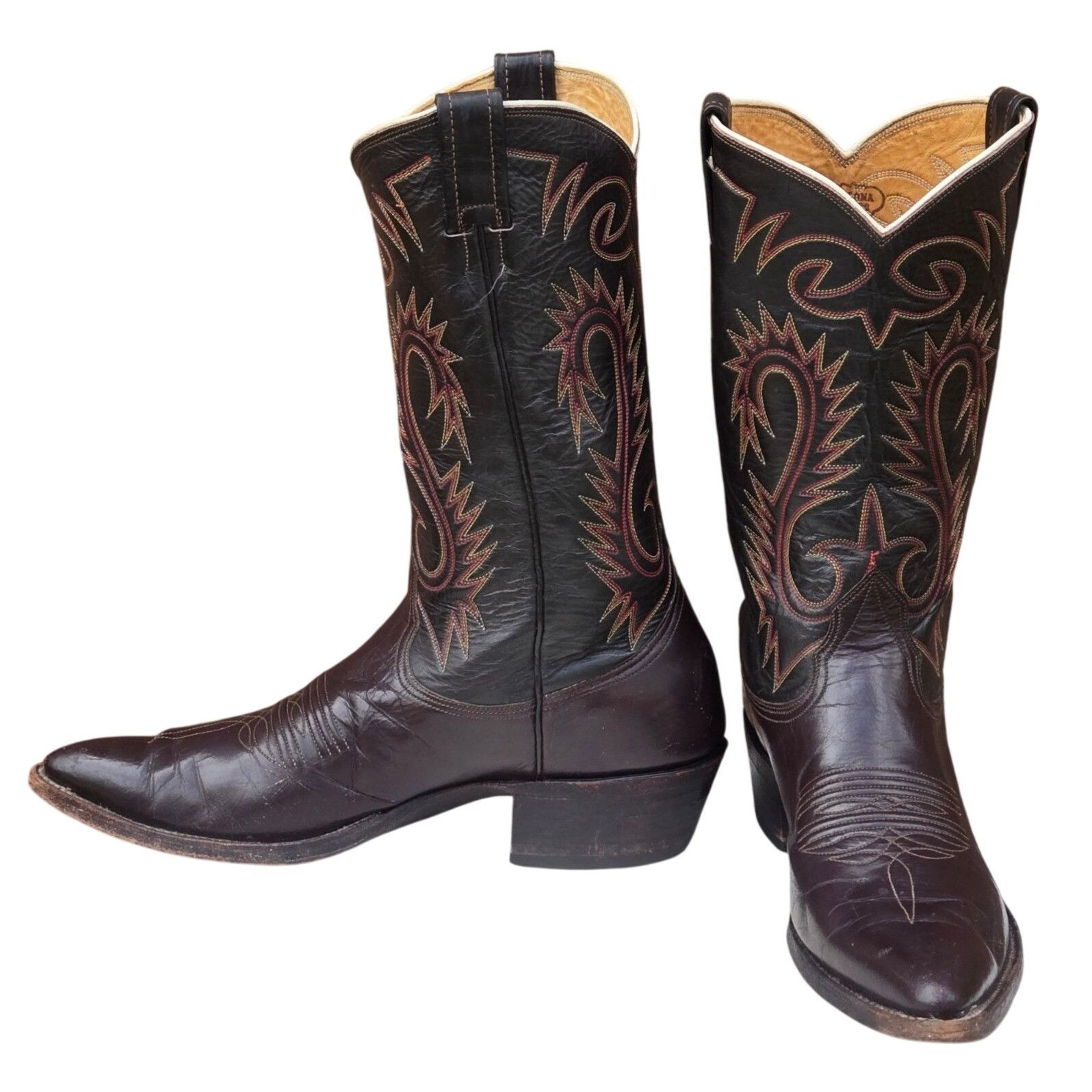 Nocona Vintage Nocona Cowboy Boots Two Tone Brown Leather Mens 11.5 Size US 11.5 / EU 44-45 - 1 Thumbnail