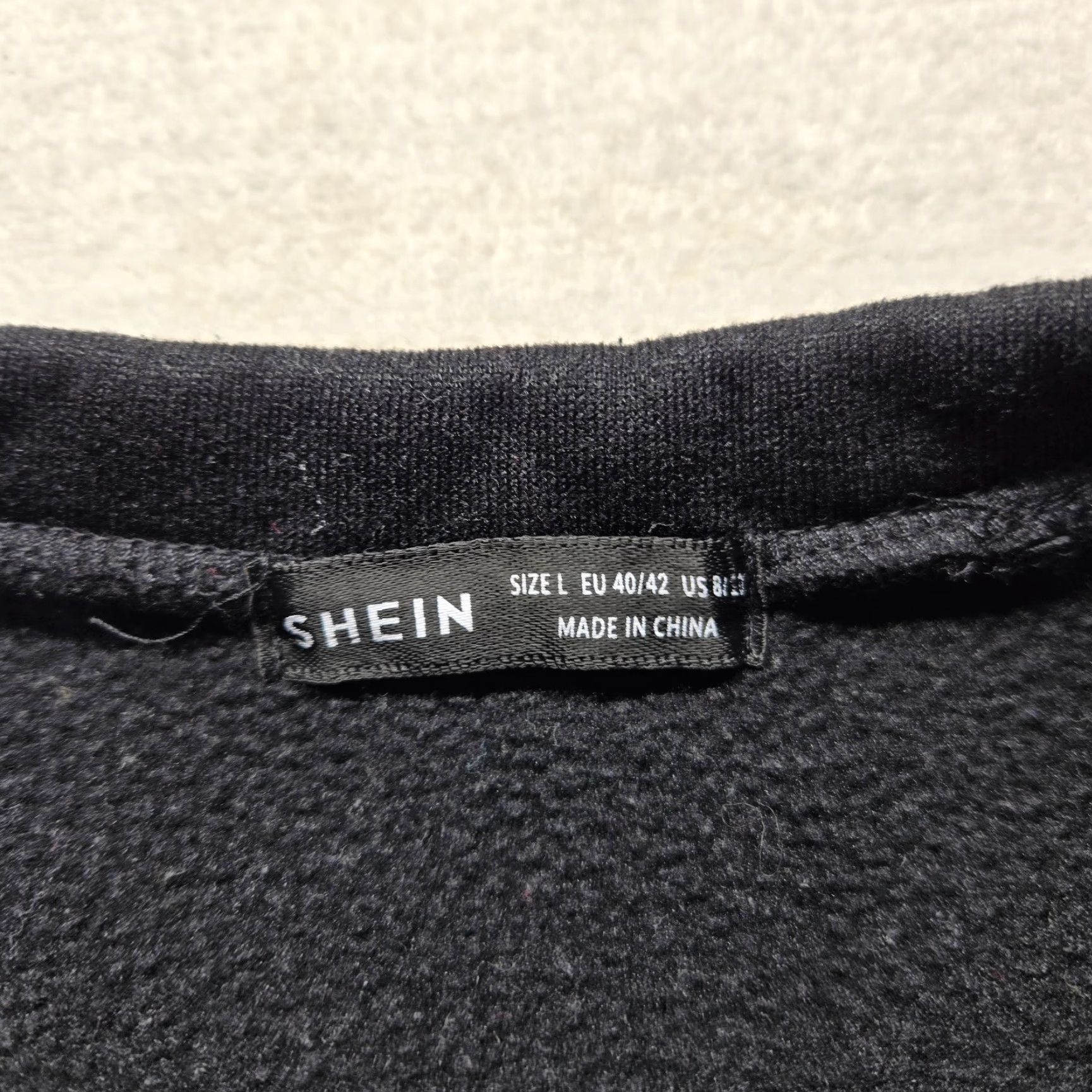 Shein SheIn Sweatshirt Solid Black Long Sleeve Adult Women's L Black Pullover Crew Neck Knit 100% Polyester Relaxed Casual Travel & Places Oversized Fall Size L / US 10 / IT 46 - 3 Thumbnail