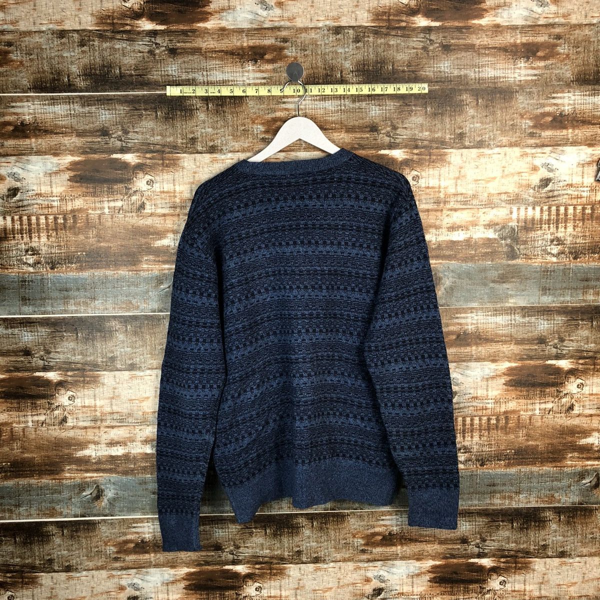 Vintage D Le Cent Blue vintage pattern Cardigan Knitwear #A1723 Size US L / EU 52-54 / 3 - 12 Thumbnail