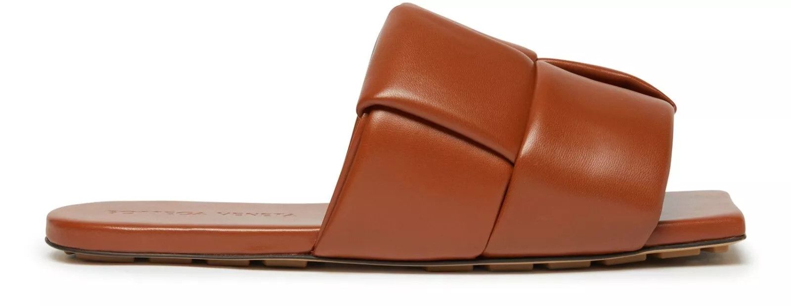 Bottega Veneta Caramel Leather Slides New/Authentic
