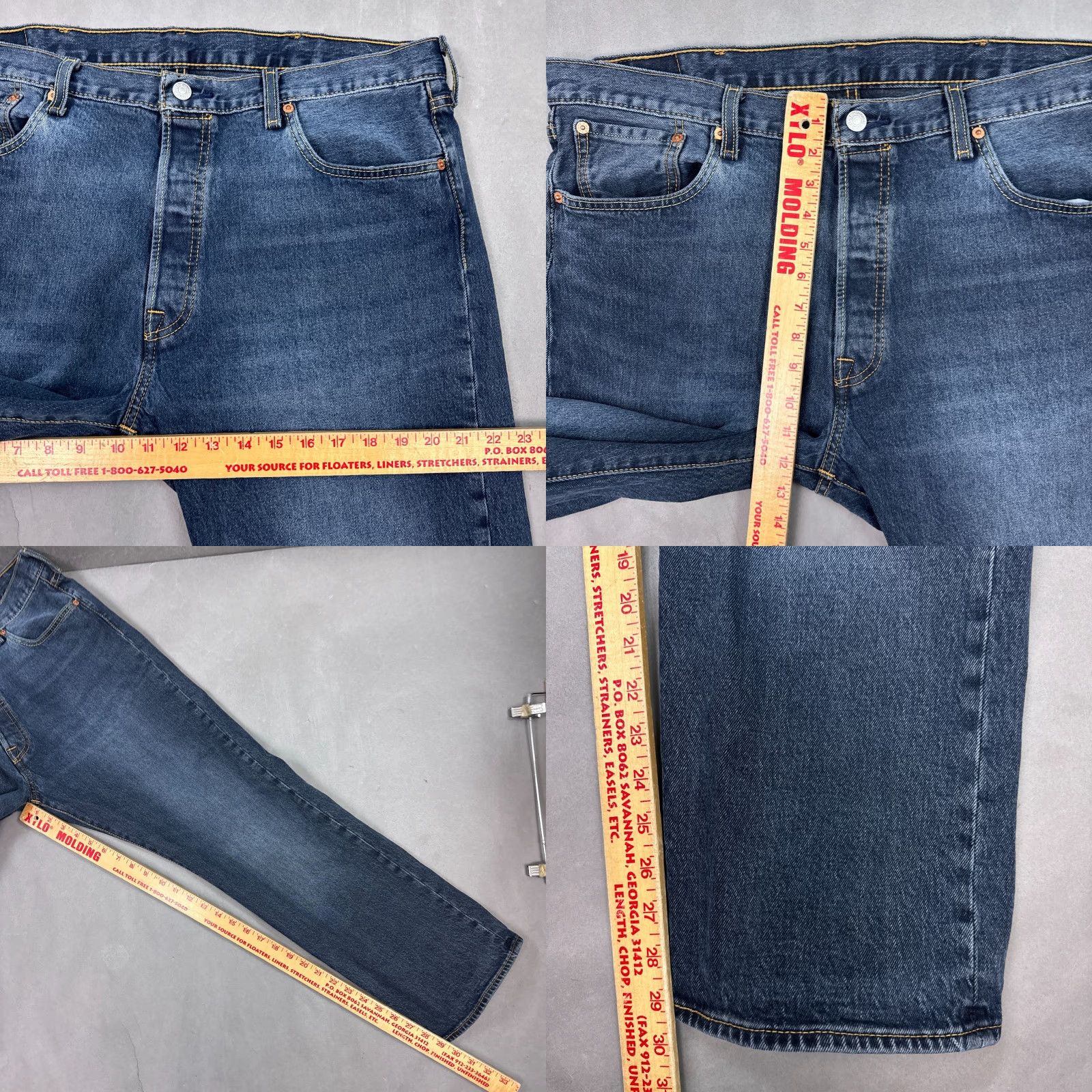 Levi's Levi's 501 Jeans Mens 38x30 Blue Button Fly Denim Pants Faded Dark Stretch Work Jeans Size US 38 / EU 54 - 9 Thumbnail