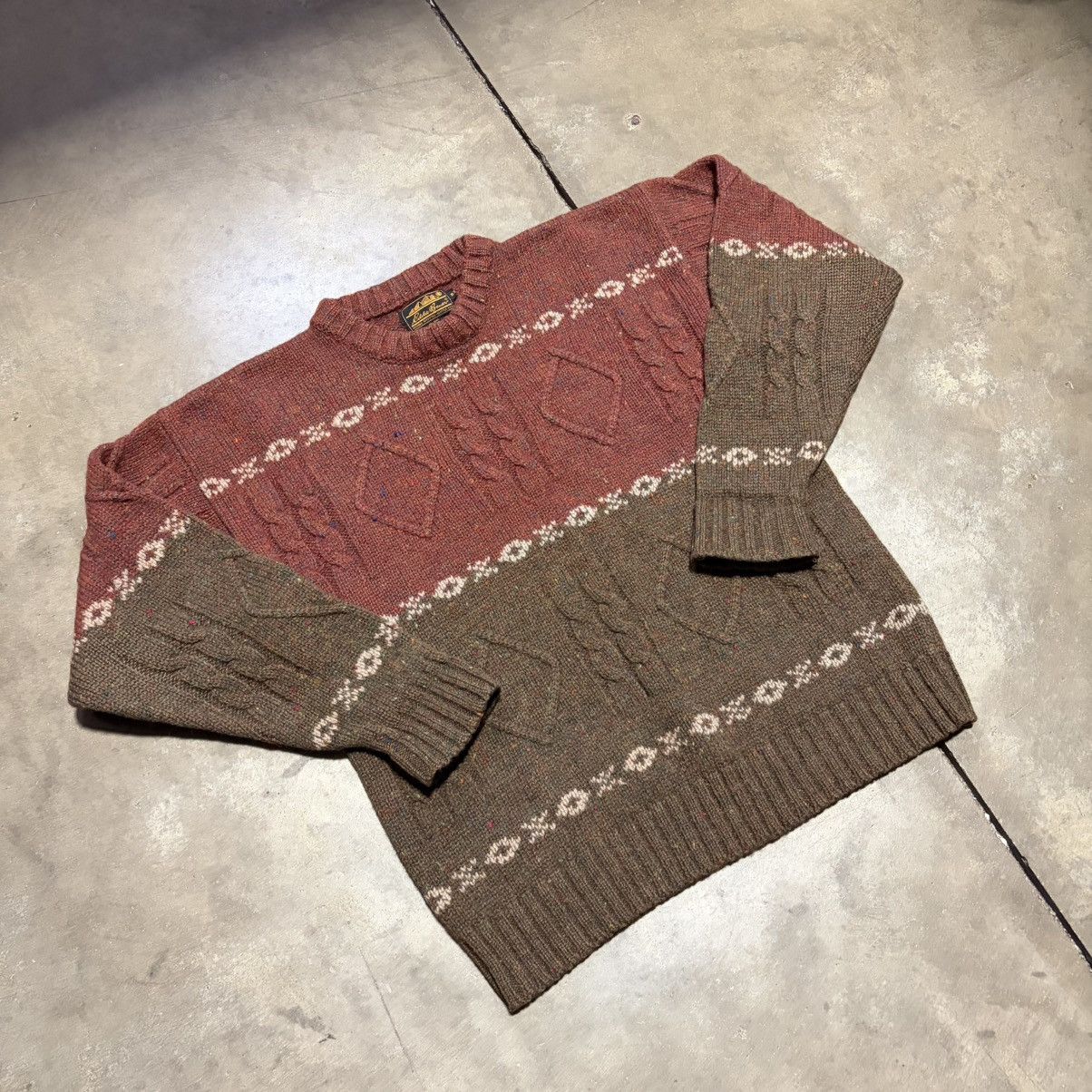 Eddie Bauer Vintage Eddie Bauer Wool Sweater Cable Knit Fair Isle Chunky Size US M / EU 48-50 / 2 - 2 Thumbnail