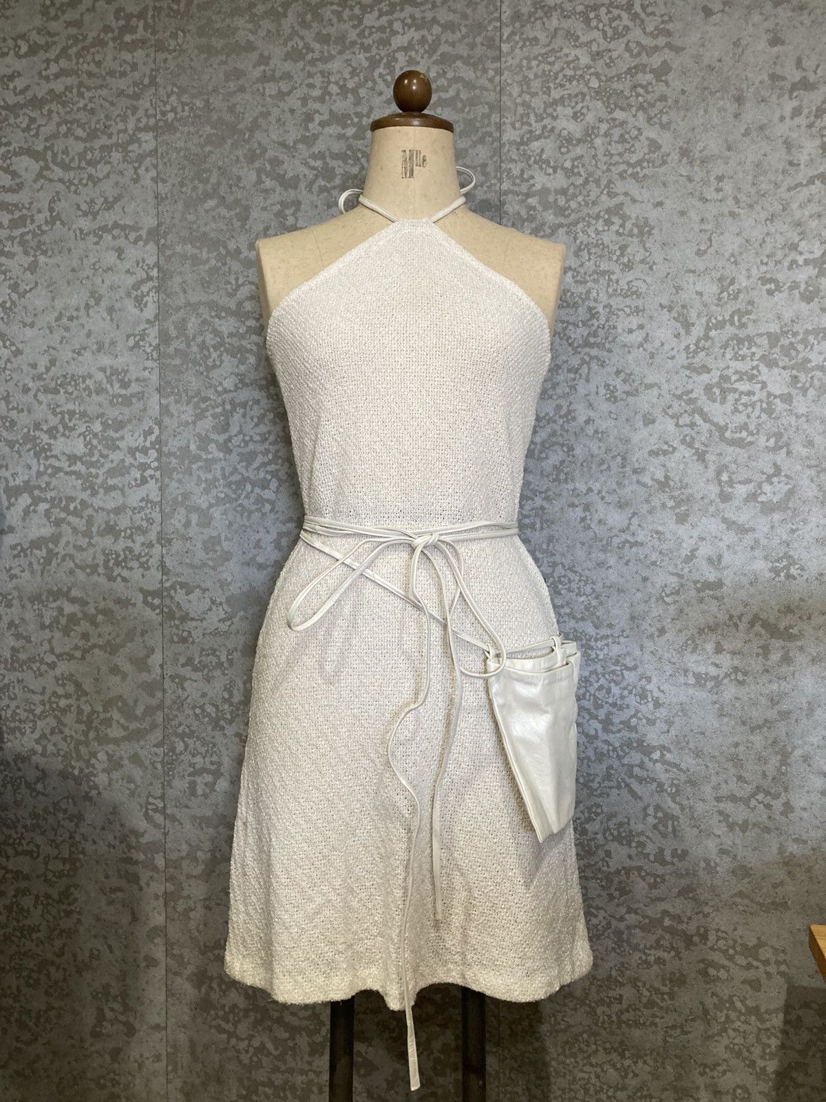 Japanese Brand Runway Knit Halter Dress Leather Pocket Archive Size XS / US 0-2 / IT 36-38 - 3 Thumbnail