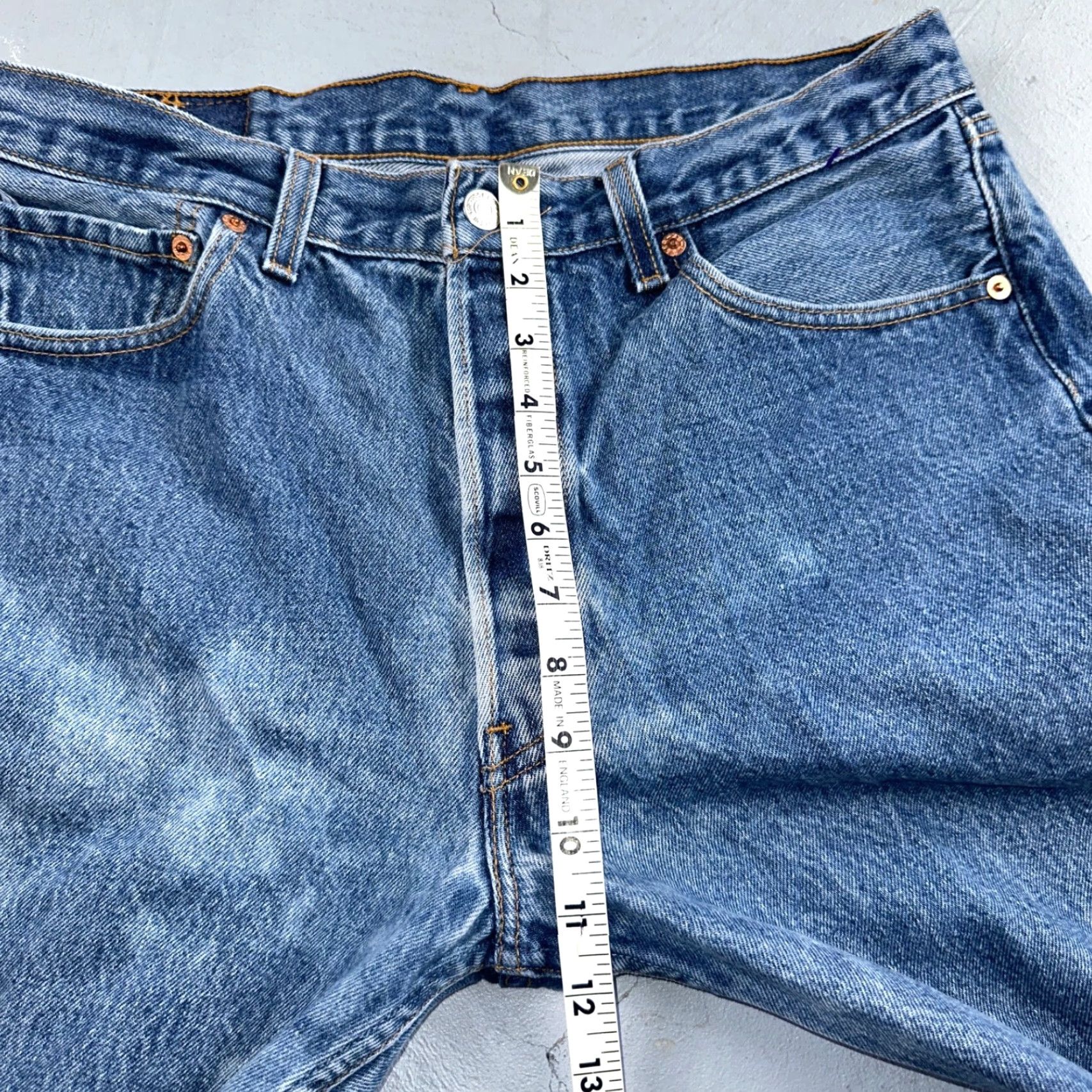 Levi's VINTAGE Levi's 501 Jeans | 35x34 | Light Blue Cotton Denim | USA 90s Straight Leg Mens Jeans Size US 35 - 6 Thumbnail