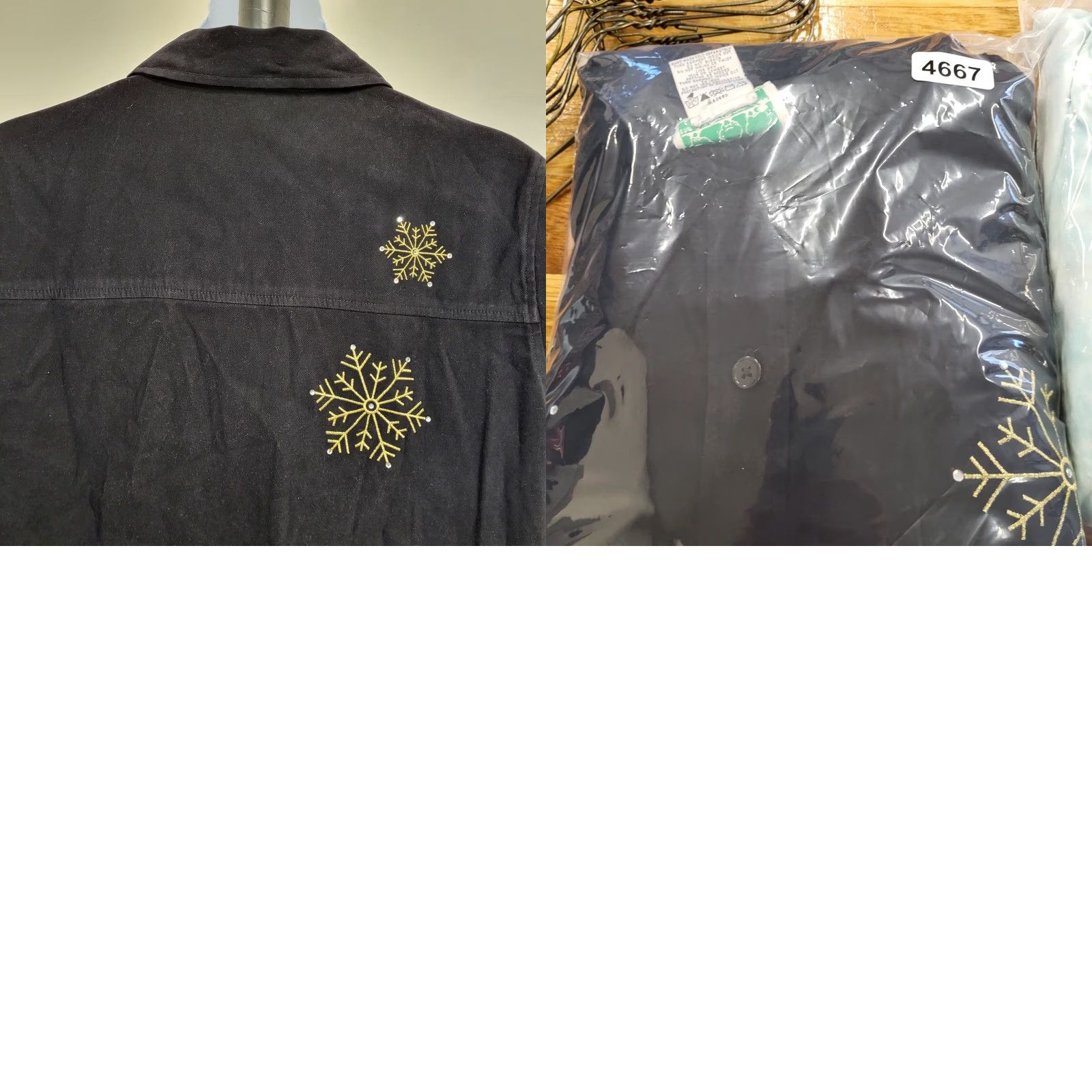 Quacker Factory VINTAGE Quacker Factory Shirt Jacket Women 1X Black Gold Snowflakes Long Sleeve Button-Up Embroidered Christmas Holiday Size XL / US 12-14 / IT 48-50 - 10 Thumbnail