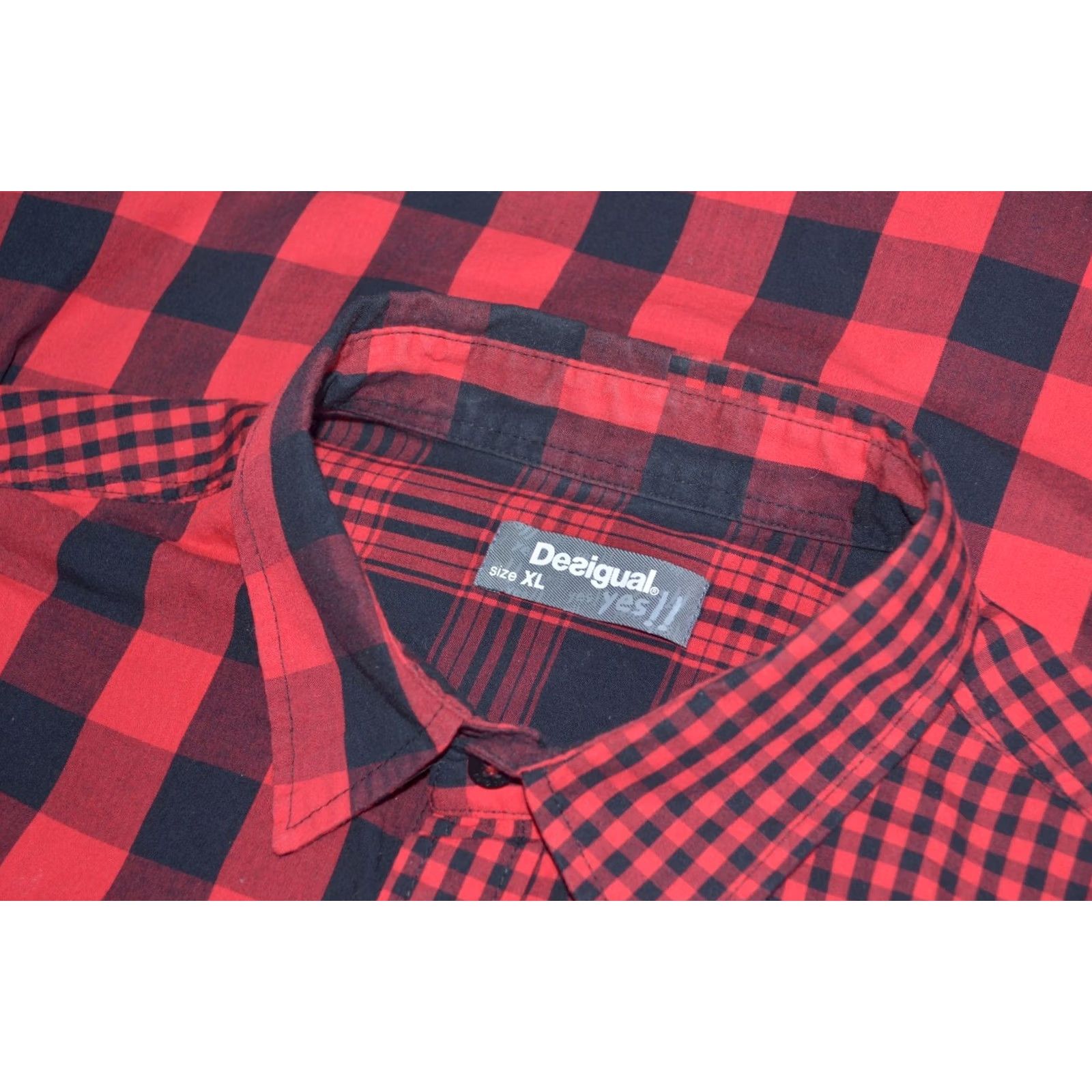 Desigual Desigual Shirt Button-Up Long Sleeve Casual XL Red Check Patchwork Button Up Mens XL Size US XL / EU 56 / 4 - 7 Thumbnail