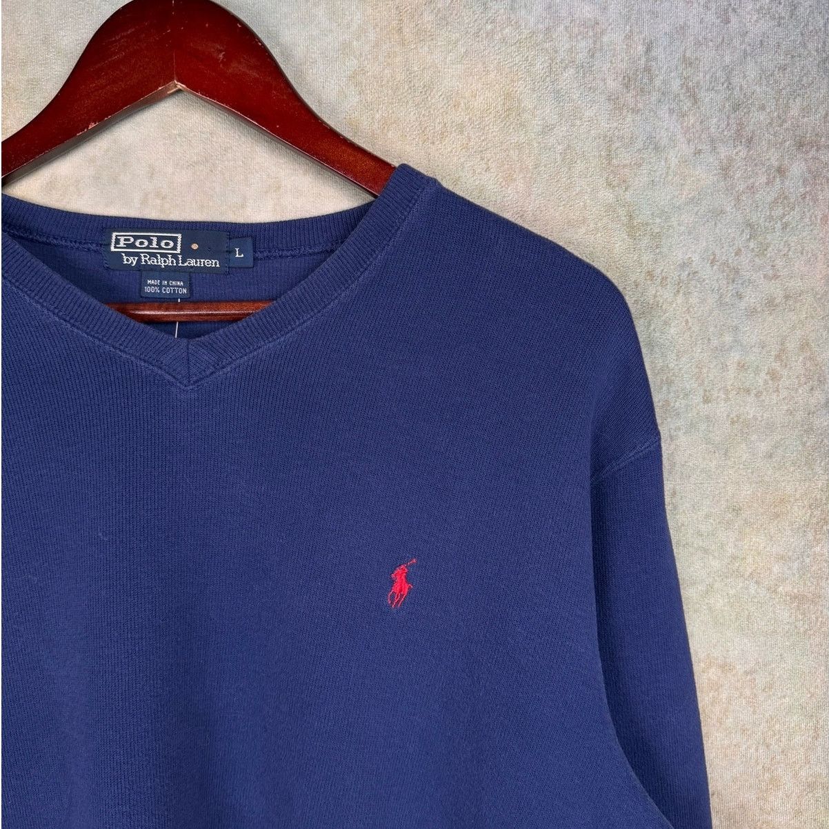 Polo Ralph Lauren × Vintage VTG 90s Polo Ralph Lauren Knit Sweater Sz L Navy Blue Size US L / EU 52-54 / 3 - 5 Thumbnail