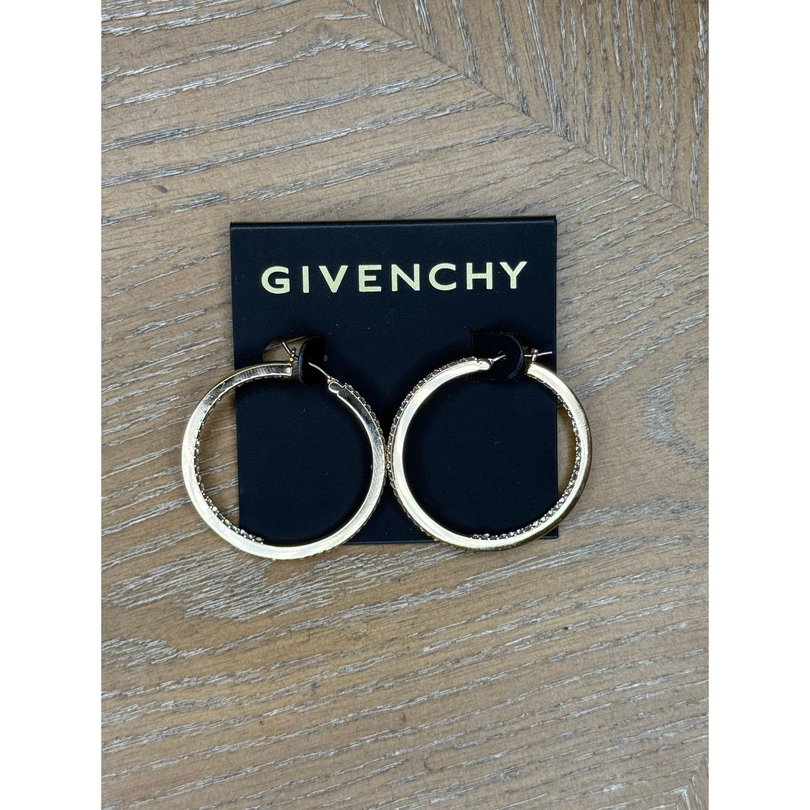 Givenchy Givenchy Gold Tone Crystal Hoop Earrings Large Rhinestone Size ONE SIZE - 3 Thumbnail