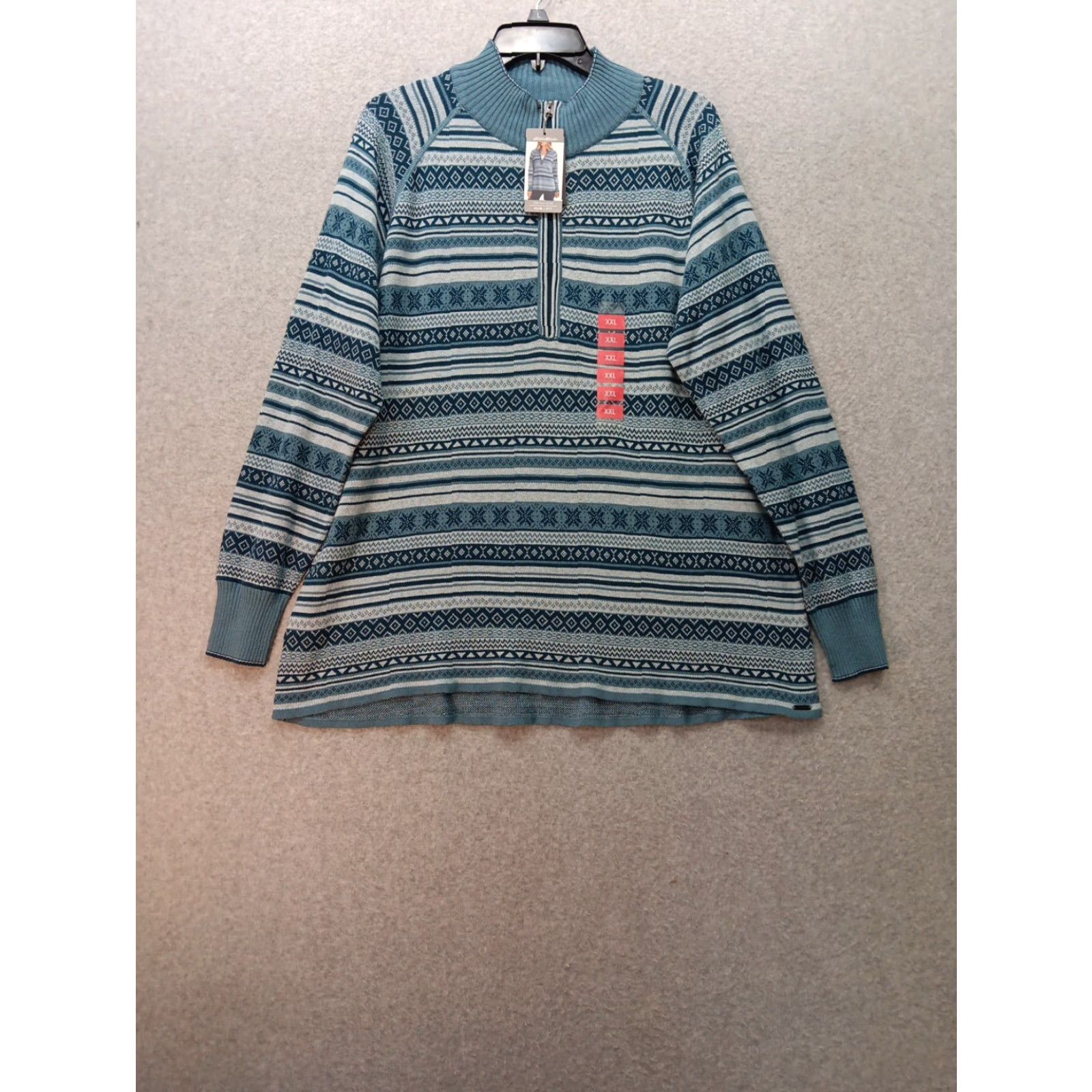 Eddie Bauer NWT Eddie Bauer Sweater Women's 2XL Blue Fair Isle Jacquard 1/2 Zip Breathable Pullover Knit Casual Outdoor Geometric Size XXL / US 16-18 / IT 52-54 - 2 Thumbnail