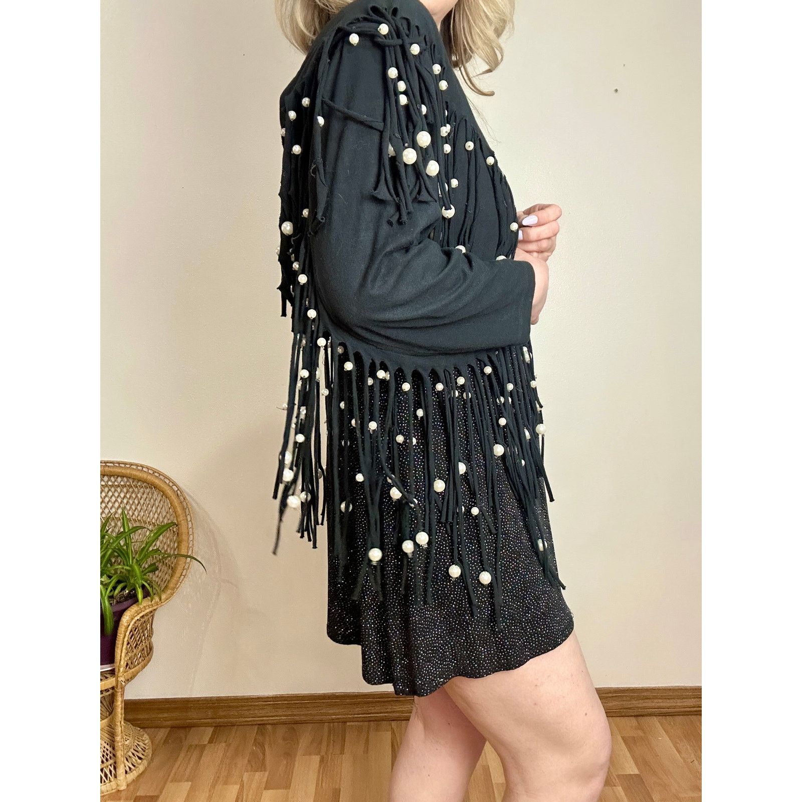 Vintage 80’s Pearl Fringe Bolero Jacket size large Size L / US 10 / IT 46 - 3 Thumbnail