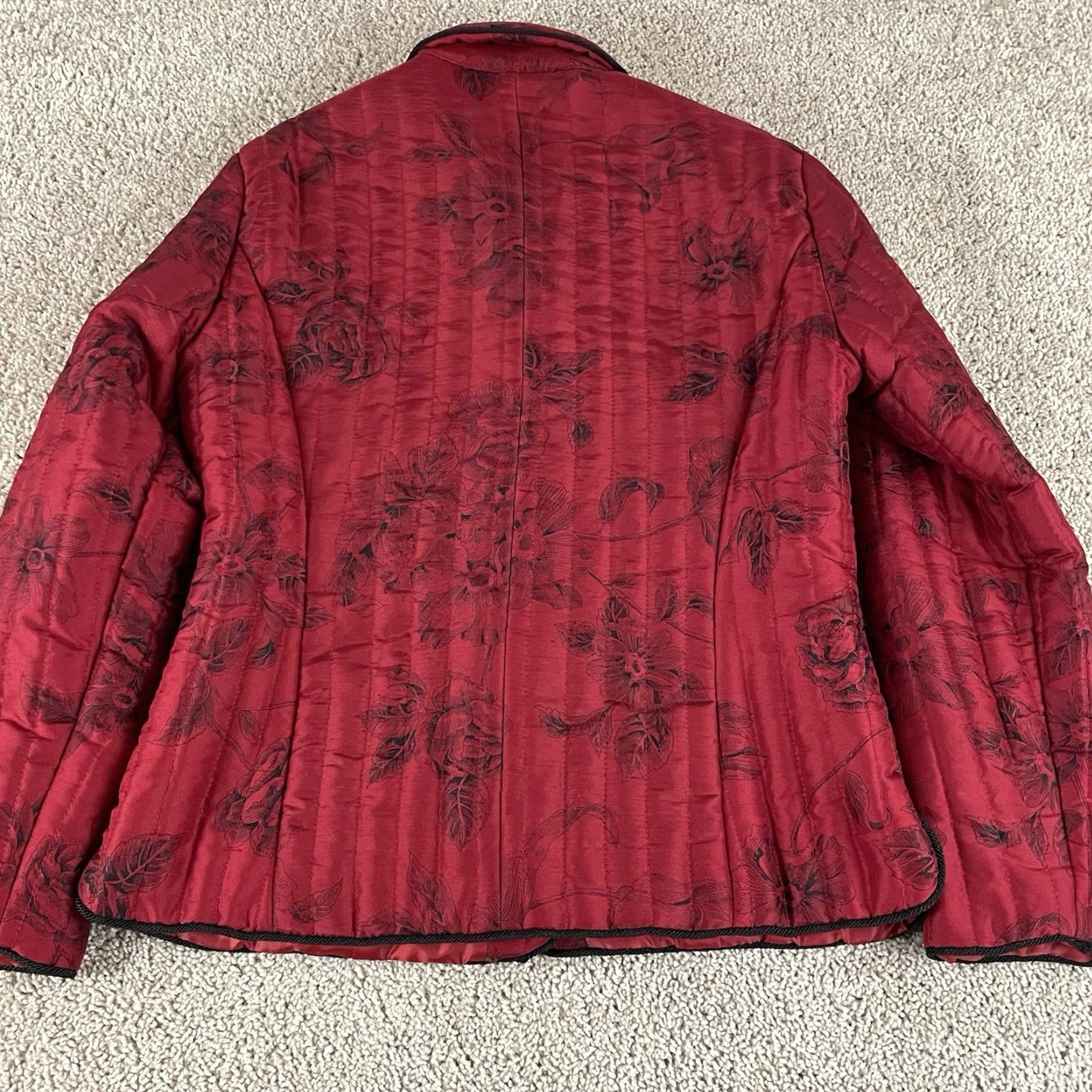 Vintage VINTAGE Carole Little Puffer Jacket Women Jacket S Red Black Floral Boho Asian Chinoiserie R2 Size S / US 4 / IT 40 - 2 Thumbnail