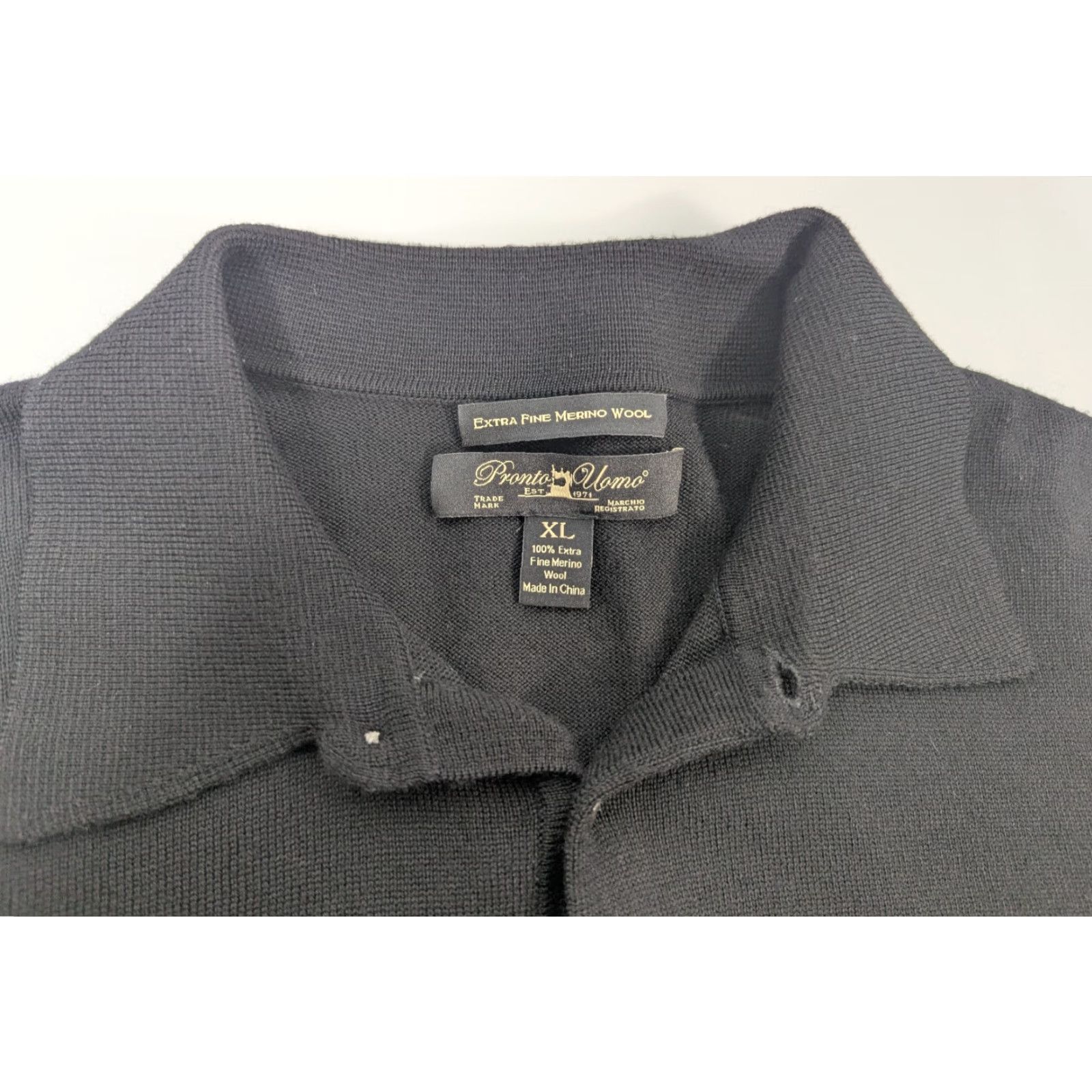 Pronto Uomo VINTAGE Pronto Uomo Extra Fine Merino Wool Long Sleeve Polo Sweater Mens XL Black Preppy Size US XL / EU 56 / 4 - 7 Thumbnail
