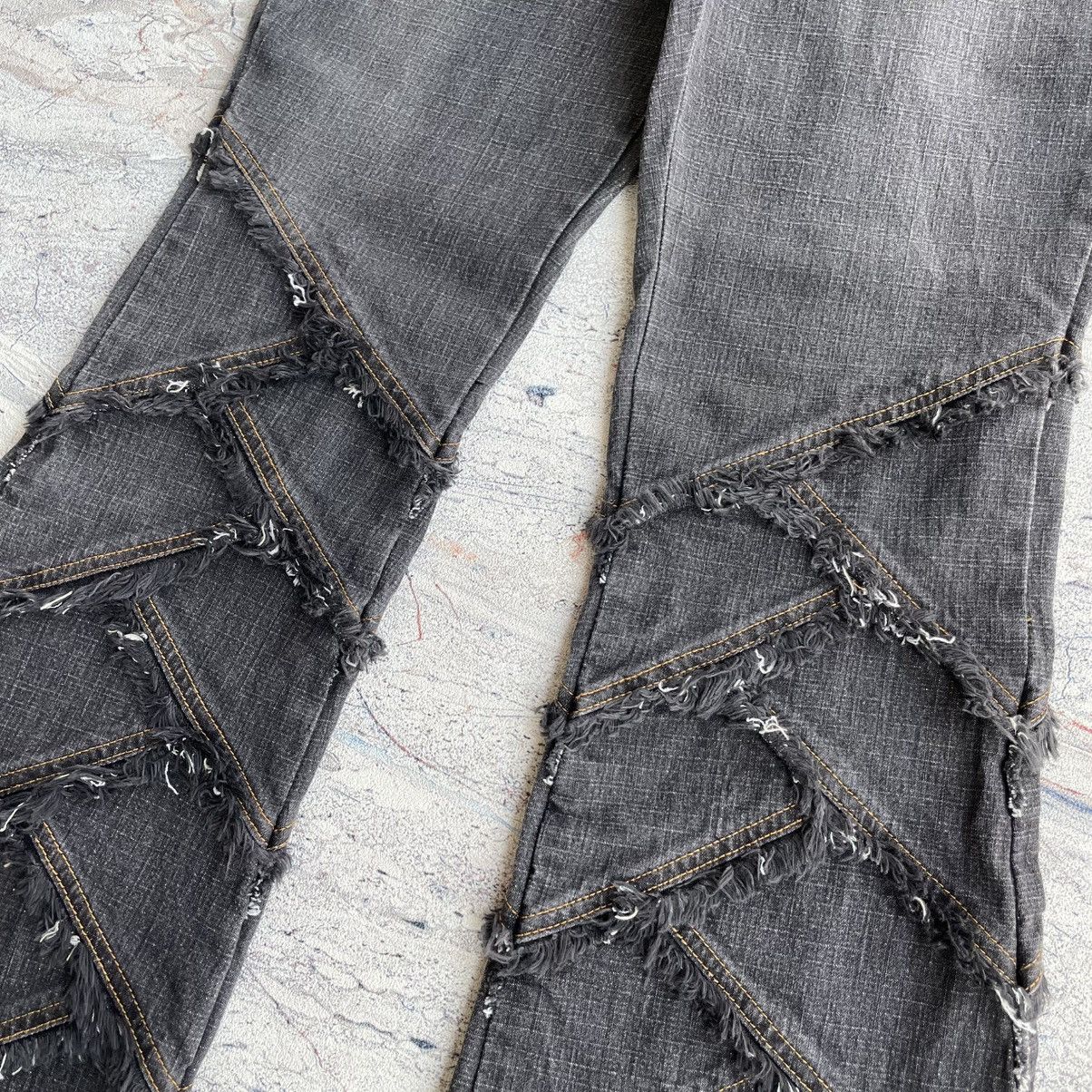 Japanese Brand Vintage Browdwin Destructive Asymmetrical Flared Denim Pants Size US 29 - 4 Thumbnail