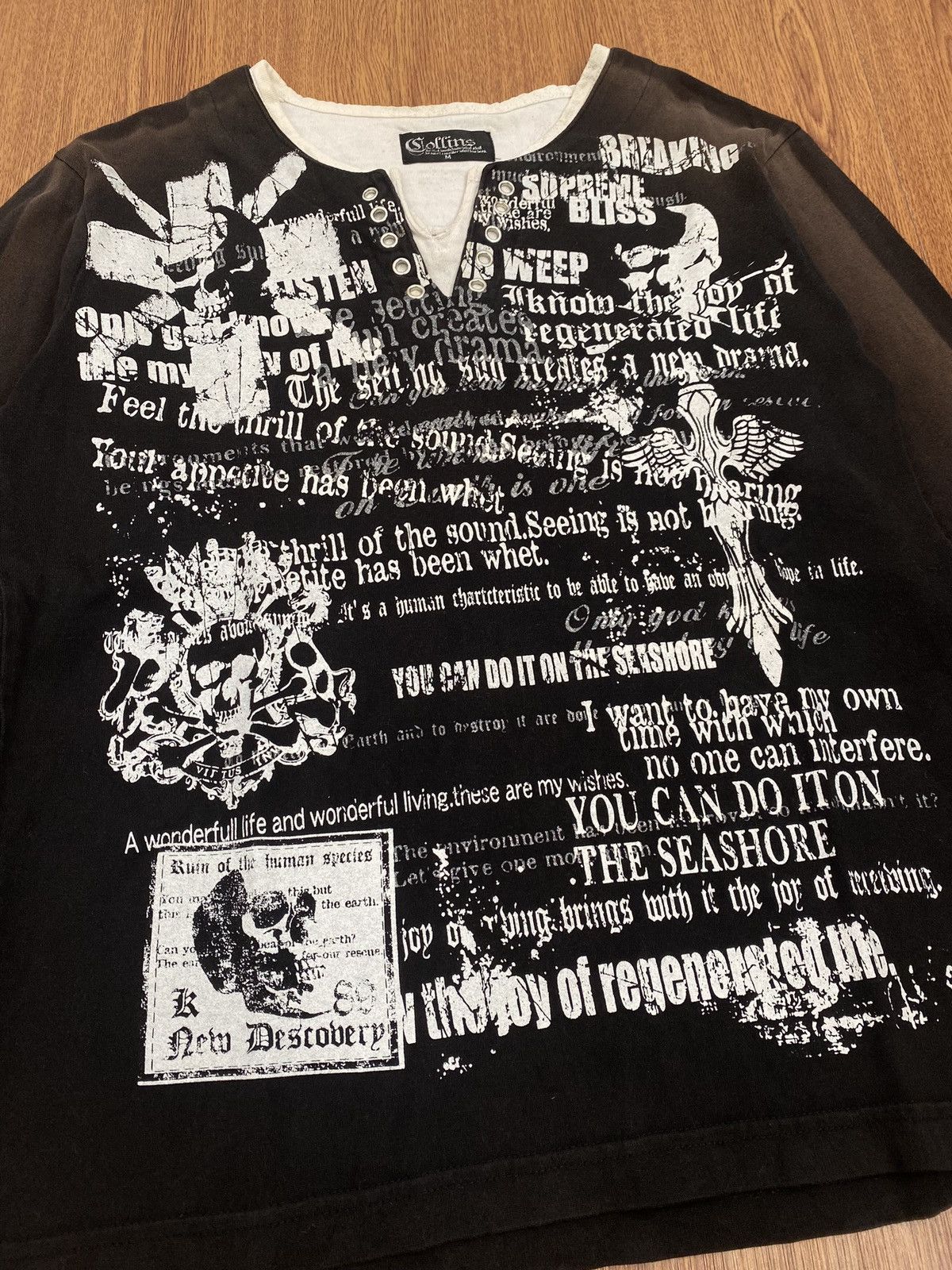 Japanese Brand Collins words skull long sleeve t-shirt Size US M / EU 48-50 / 2 - 2 Thumbnail