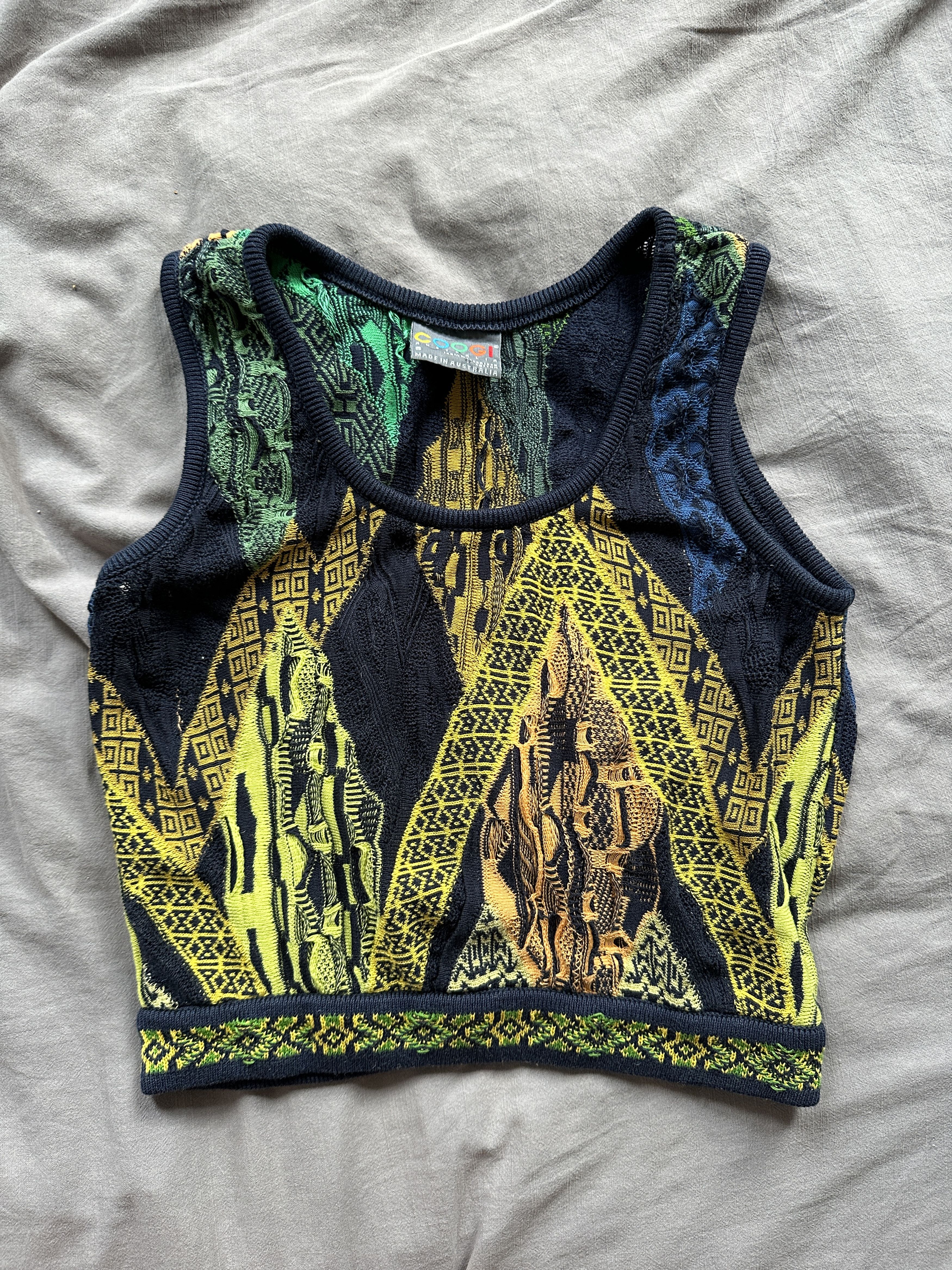 image of Vintage Coogi Cropped Knitted Vest Tank-Top, Women's (Size Small)