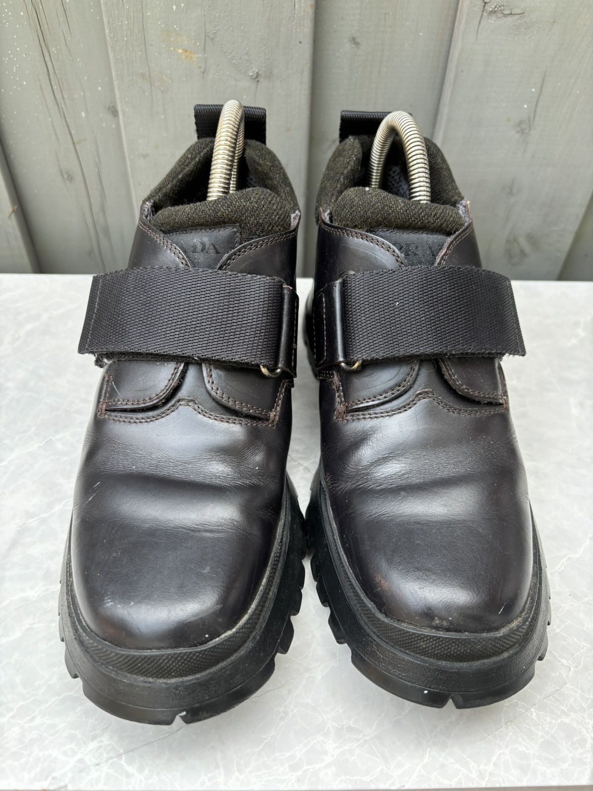 Prada × Vintage Vintage Prada Boots Cross Strap F/W 99 2000s Leather Vibram Size US 7 / IT 37 - 4 Thumbnail
