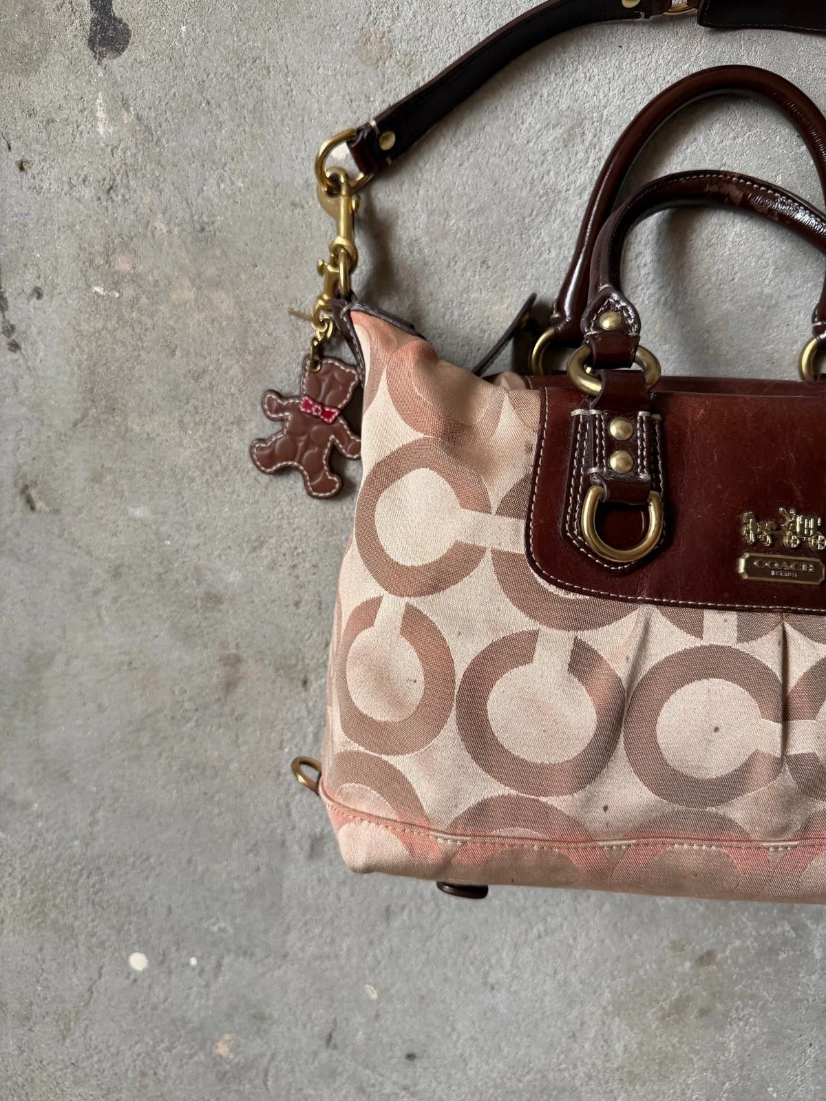 Coach Coach 2Way Signature Julianna Shoulder Bag Beige/Brown Size ONE SIZE - 2 Thumbnail