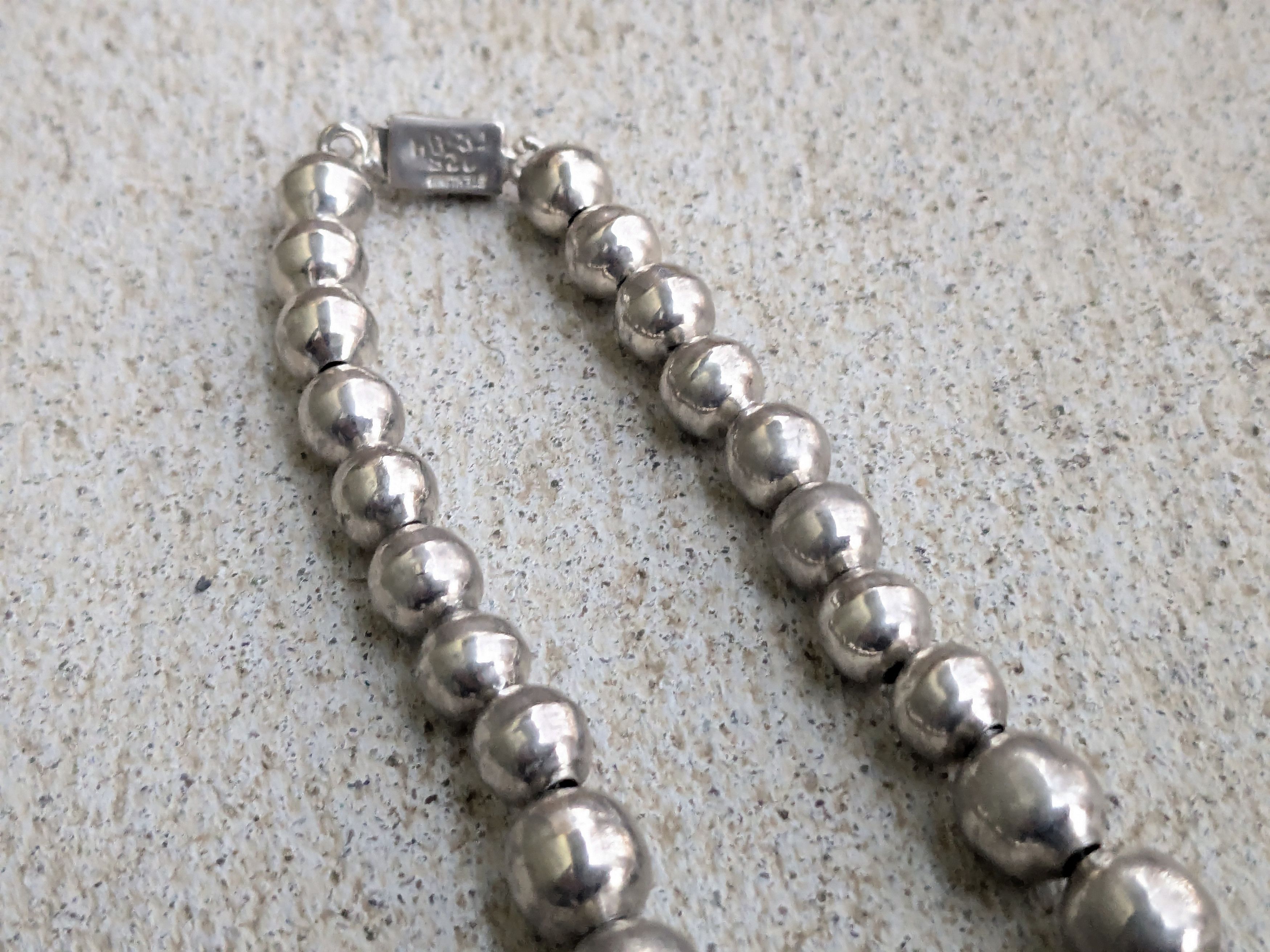 Sterling Silver Sterling Silver Necklace Ball Round Graduated Beads 18" Size ONE SIZE - 5 Thumbnail