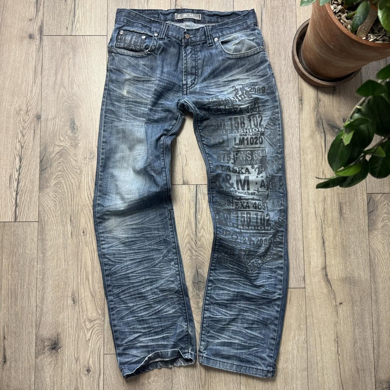 Vintage Kosmo Lupo ribbed Bottoms Wide Leg Jeans Opium Affilaction Size US 34 / EU 50 - 2 Thumbnail