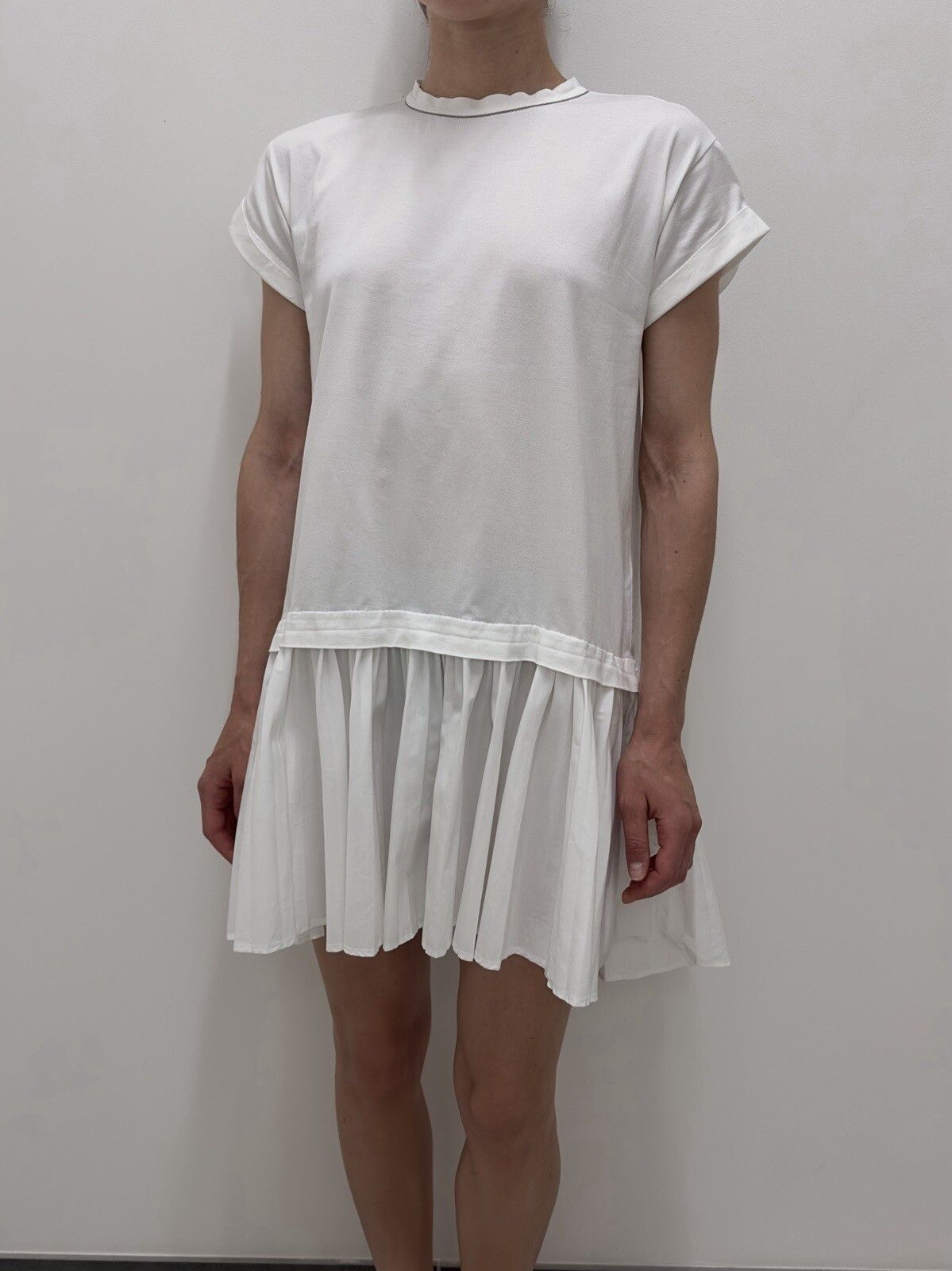 Brunello Cucinelli Brunello Cucinelli White Cotton Dress Size 10 Size L / US 10 / IT 46 - 1 Thumbnail