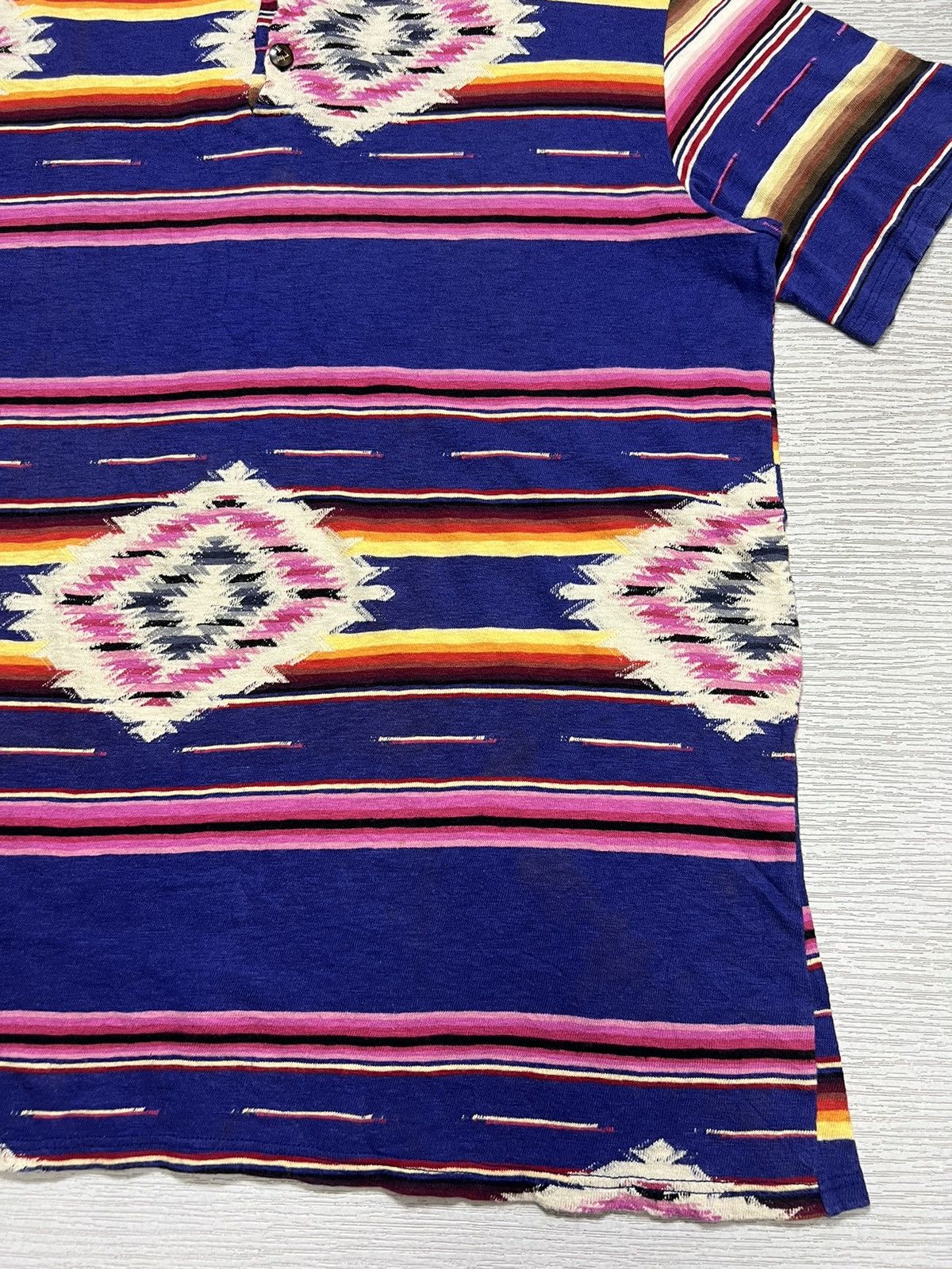 Kapital Kapital - Striped Aztec Polo Shirt Size US L / EU 52-54 / 3 - 7 Thumbnail