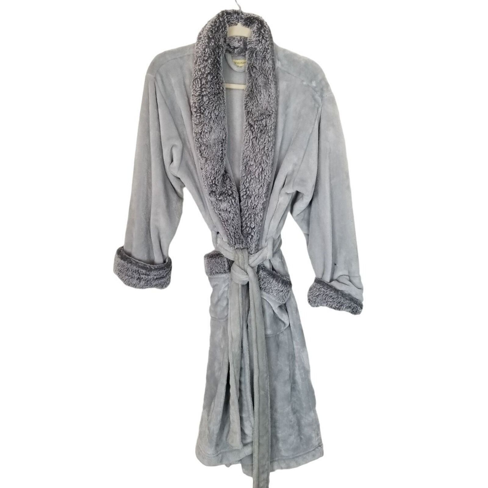 Market World Market Womens Bath Robe OS Gray Comfy Cozy Faux Fur Size ONE SIZE - 1 Thumbnail