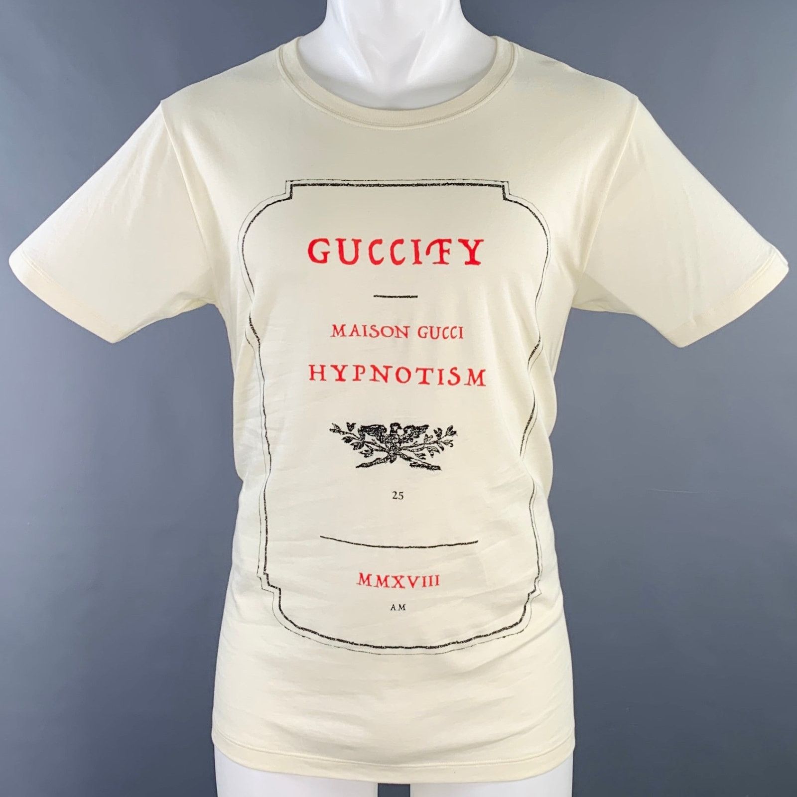 Gucci Guccify Hypnotism Cream Red Black Print Cotton Crew Neck Size US S / EU 44-46 / 1 - 1 Thumbnail
