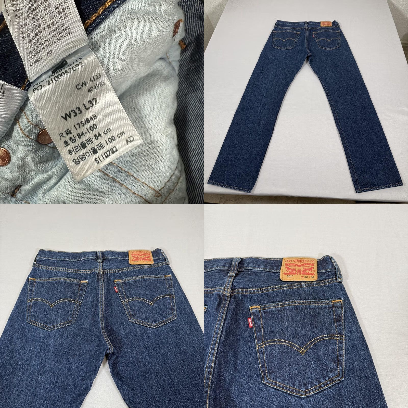 Levi's Levi's Jeans Mens 33x32 Blue 501 Straight Fit Denim Pants Cowboy Work Size US 33 - 9 Thumbnail
