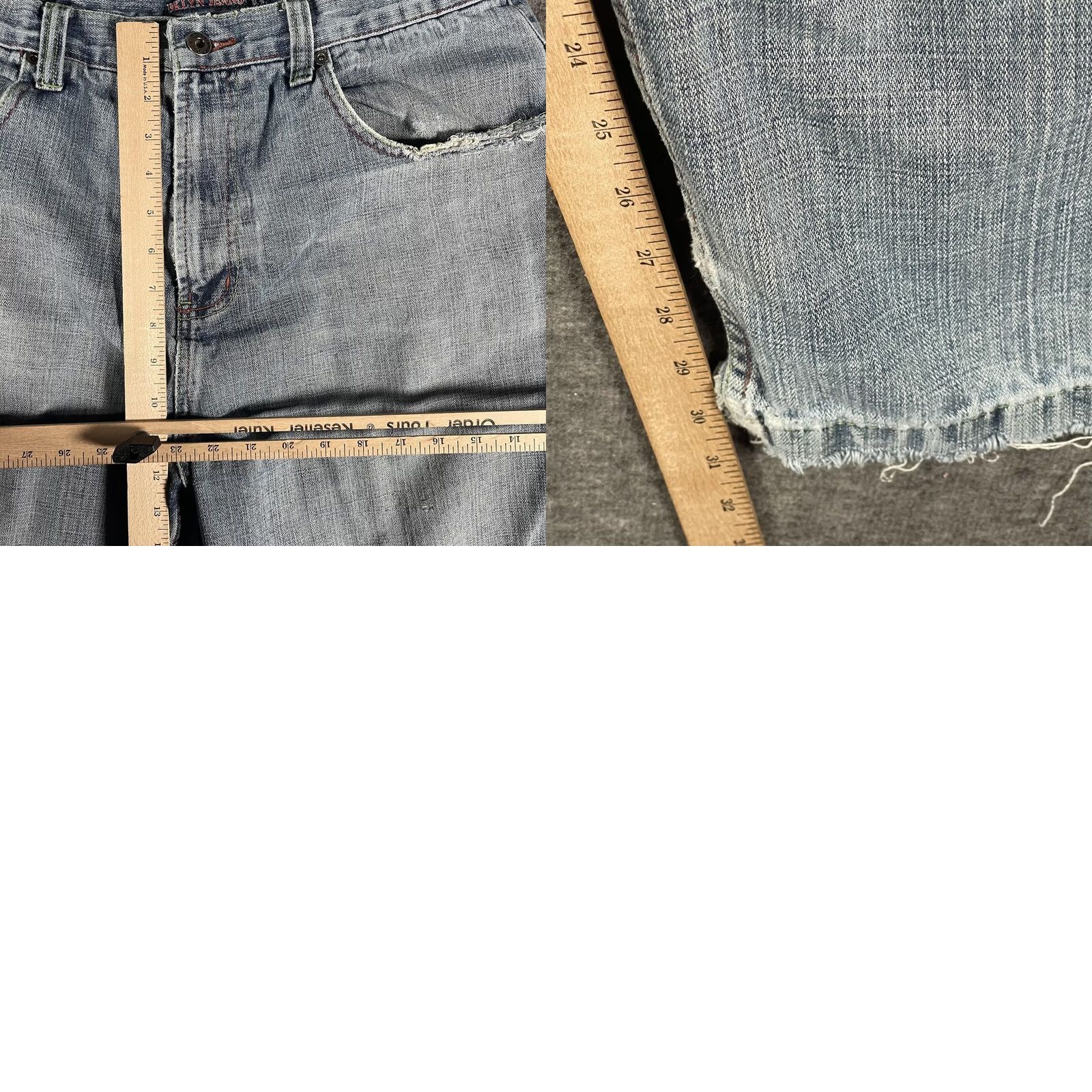 Denime BKLYN Jeans Mens 36x34 Light Wash Blue Denim Straight Leg Distressed Pockets Baggy Relaxed Vintage No Size US 36 / EU 52 - 9 Thumbnail