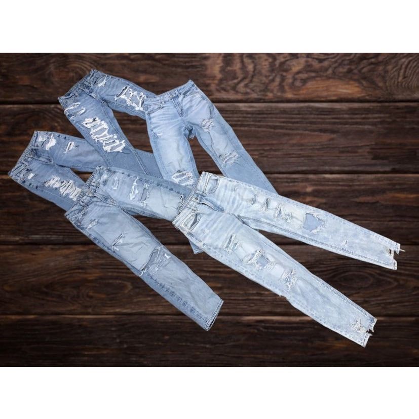 American Eagle Outfitters 2 Pair American Eagle Women Distress Jean 00 Skinny Straight Size 24" / US 00 / IT 34 - 5 Thumbnail