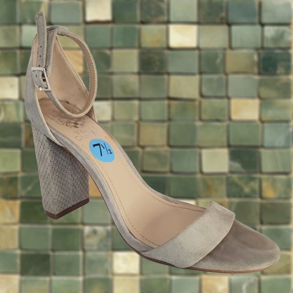 Vince Camuto Vince Camuto Womens Beige Suede Strappy Block Heel Ankle 7.5 Business Size US 8 / IT 38 - 1 Thumbnail