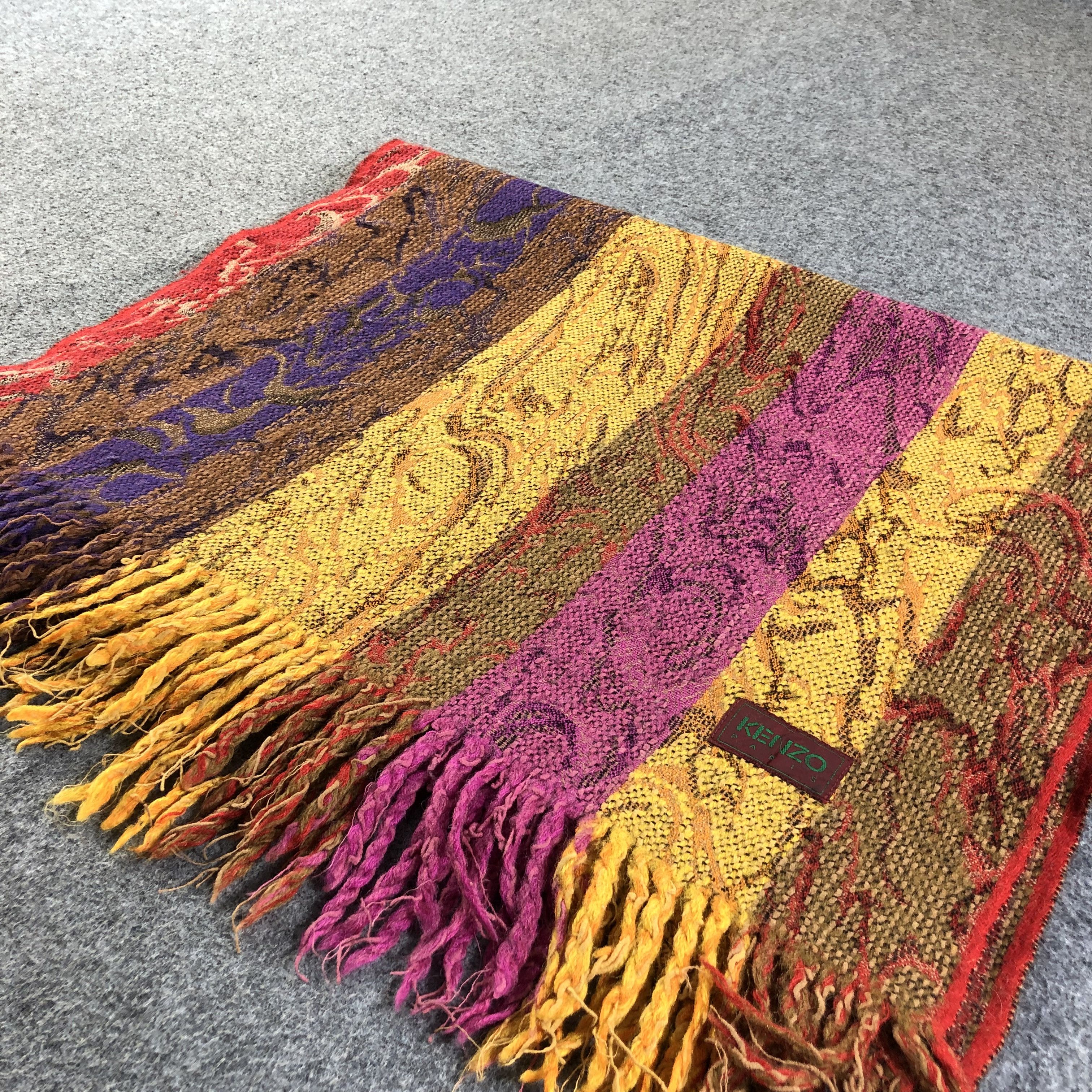 Kenzo Kenzo Colorful Wool Scarf Muffler V1195 Size ONE SIZE - 3 Thumbnail